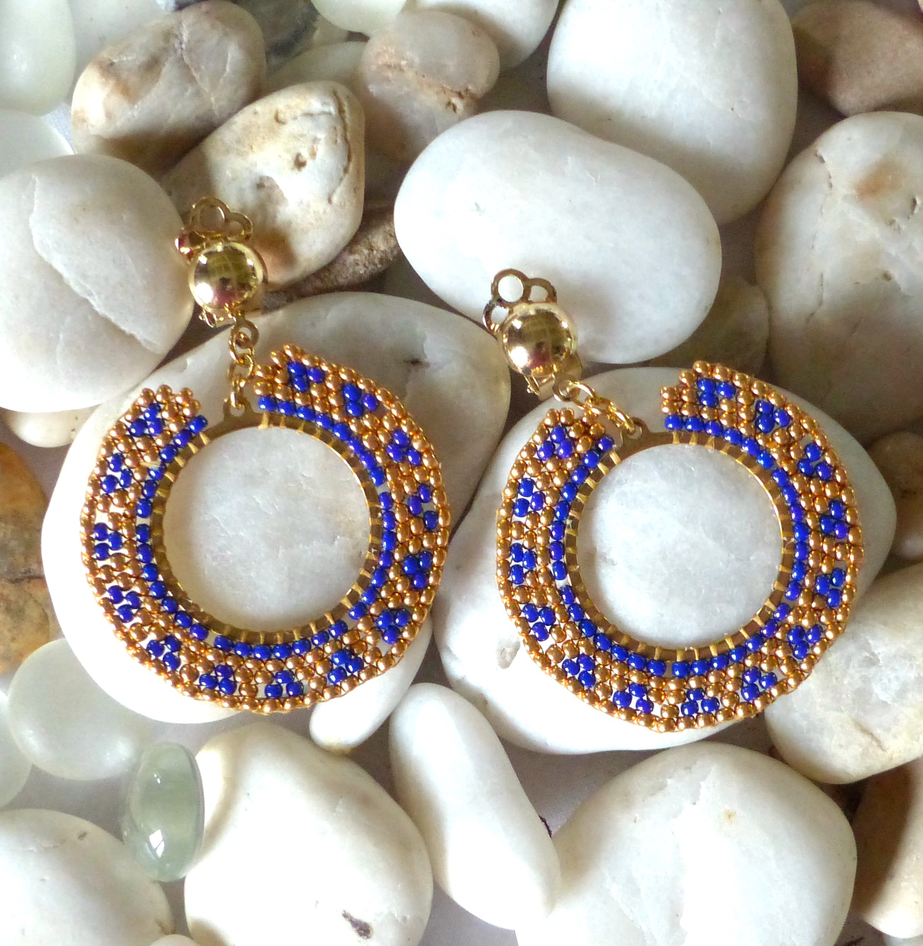 Boucles d'oreille Soleil Bord doré