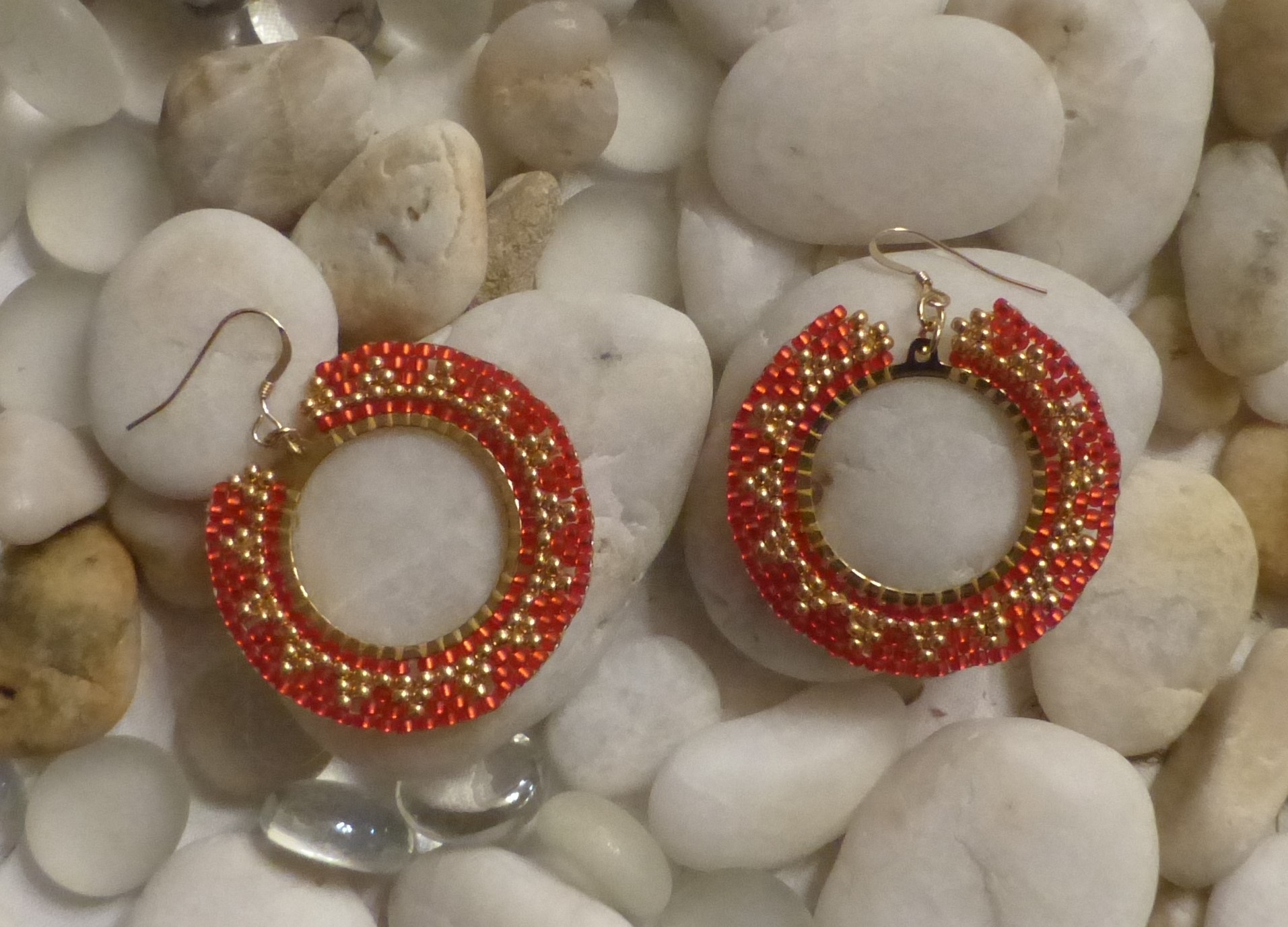 Boucles d'oreille Soleil bord Couleur - Tons rouges et oranges