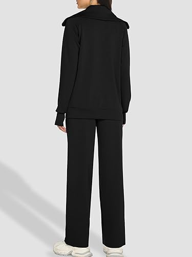 Casly Lamiit Lounge Sets for Women 2025 Sweatsuit Long Sleeve Zip Up Travel Outfit Wide Leg Sweatpant Tracksuit