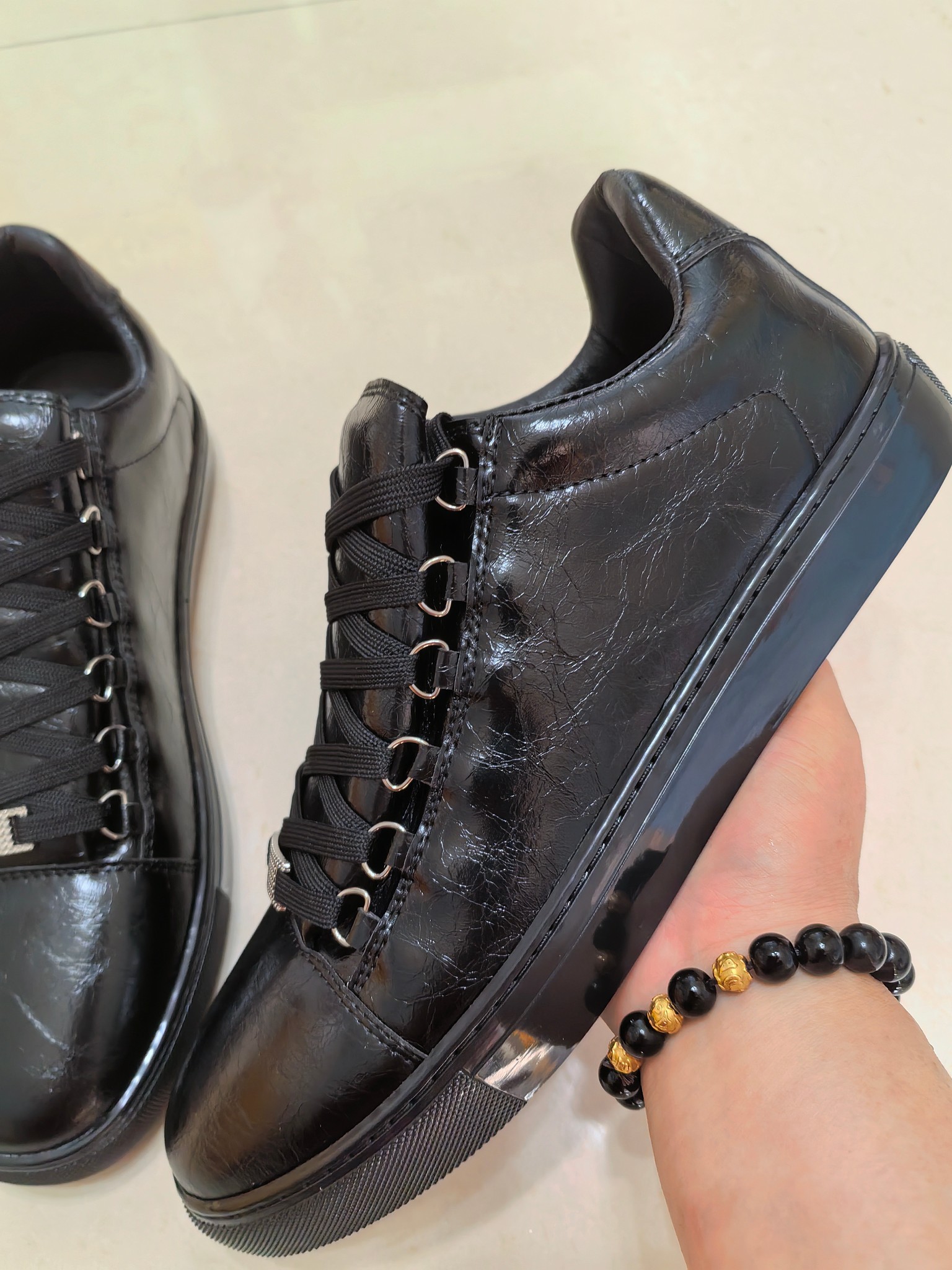 Black Leather Sneakers