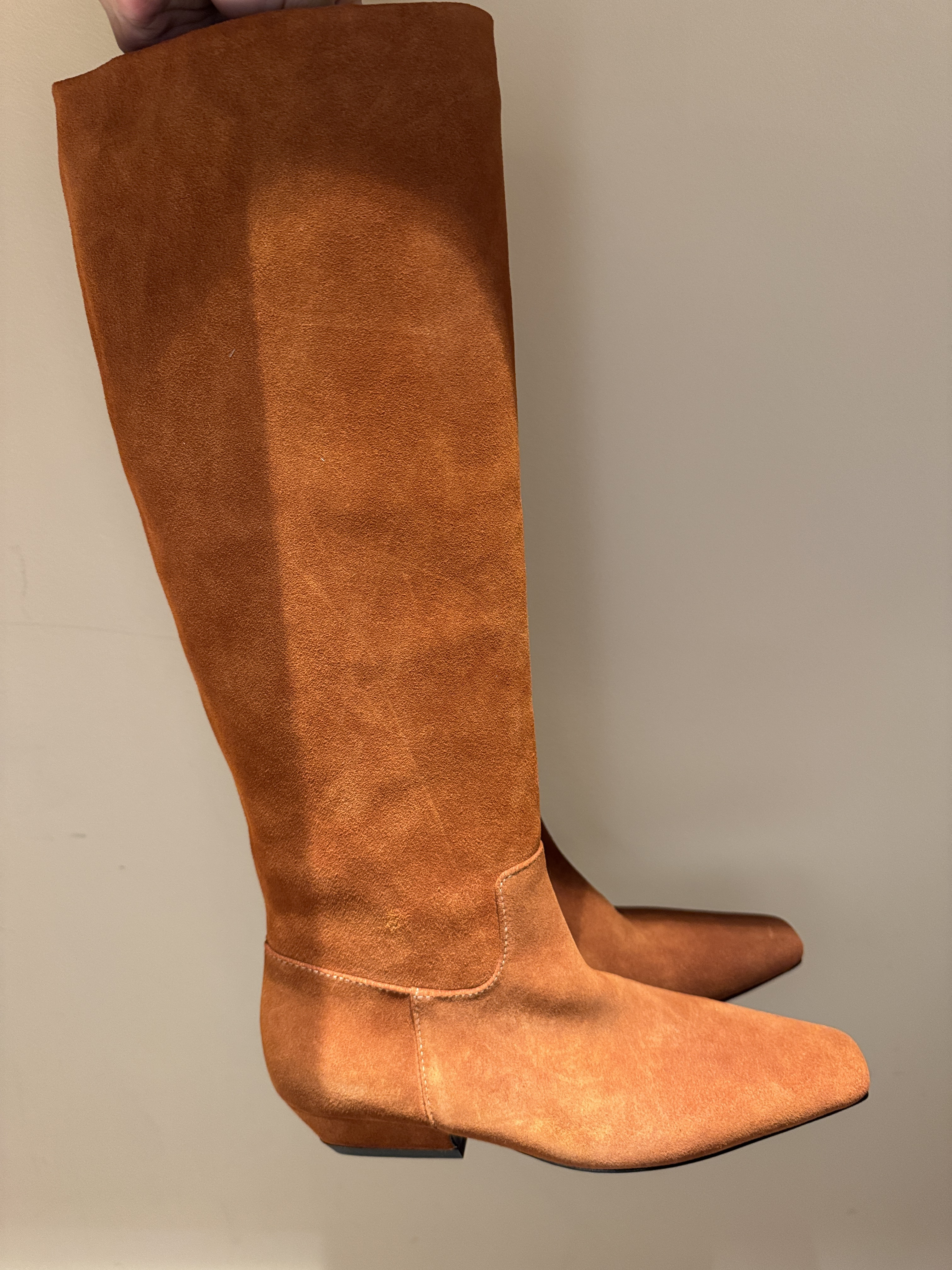 Tan Suede Knee-High Boots