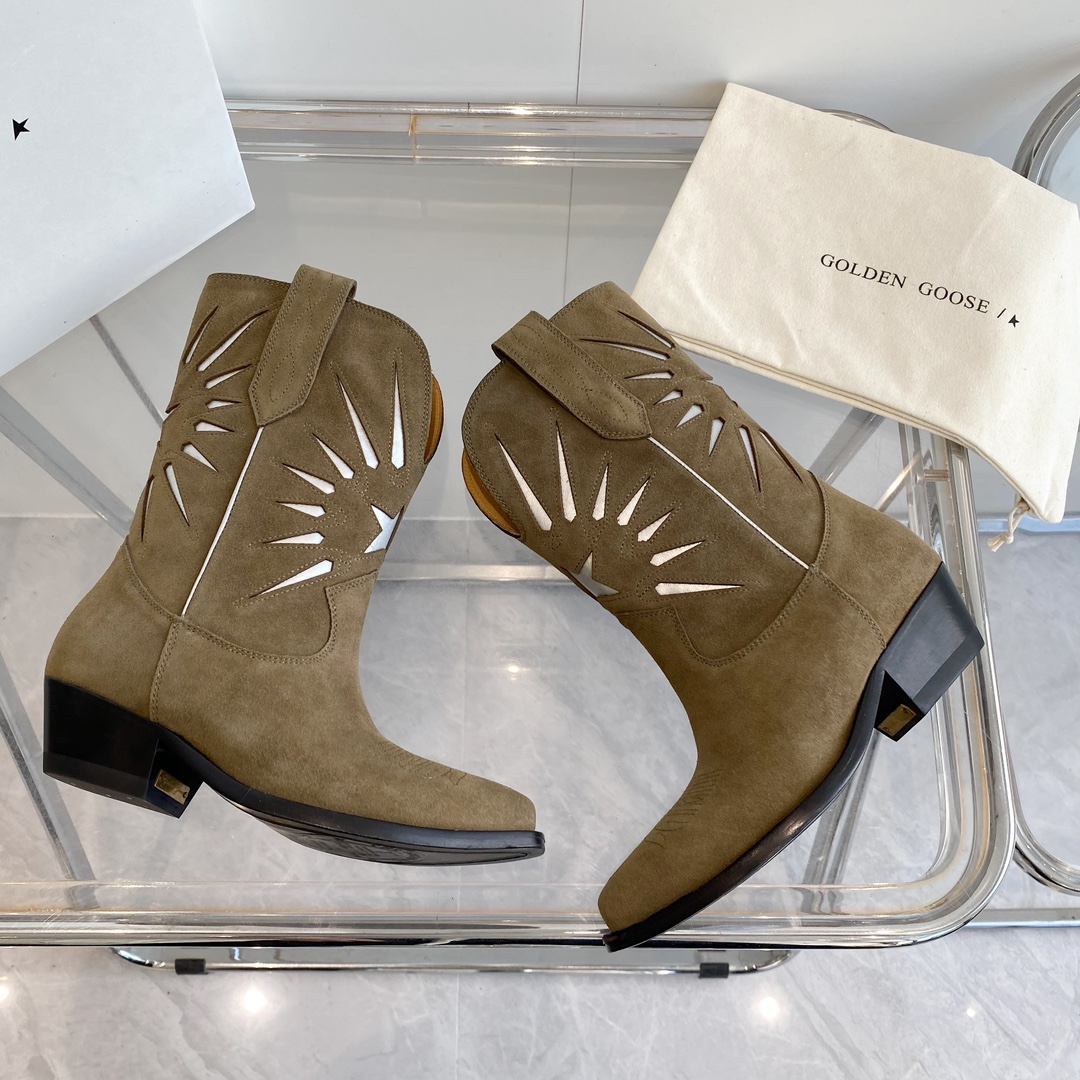 Star Decorated Suede Cowboy Boots