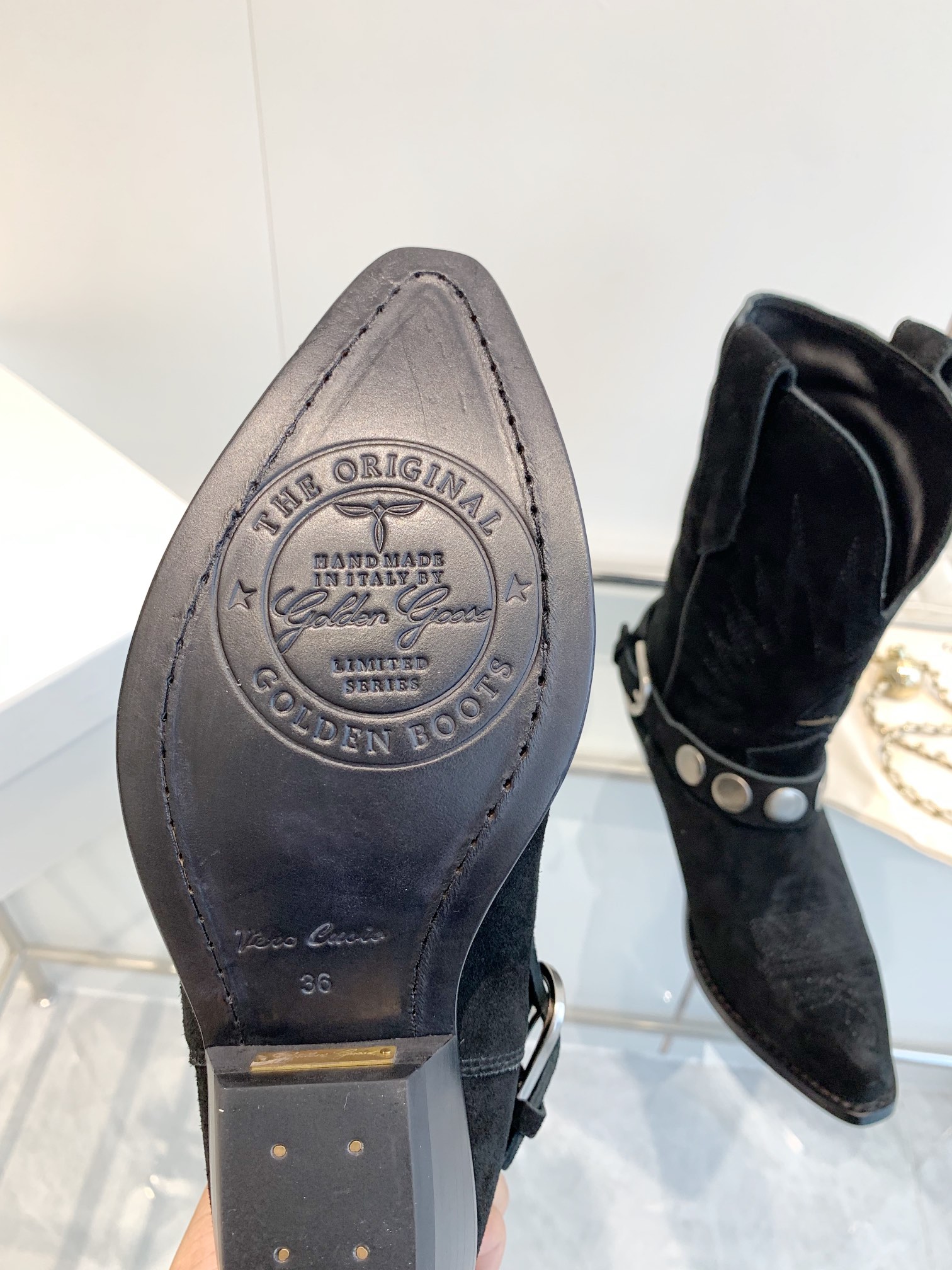 Black Suede Western Cowboy Boots