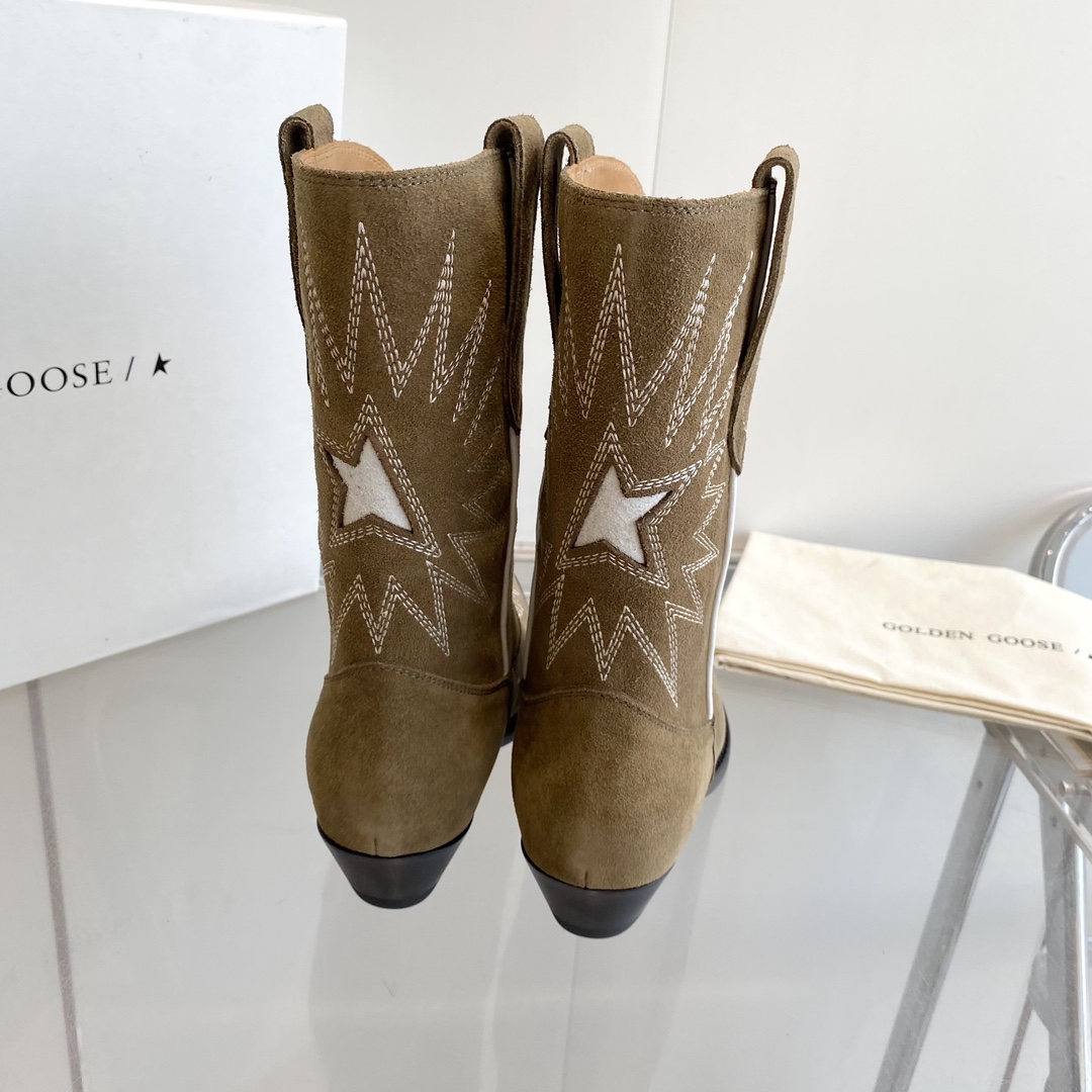 Brown Suede Short Cowboy Boots