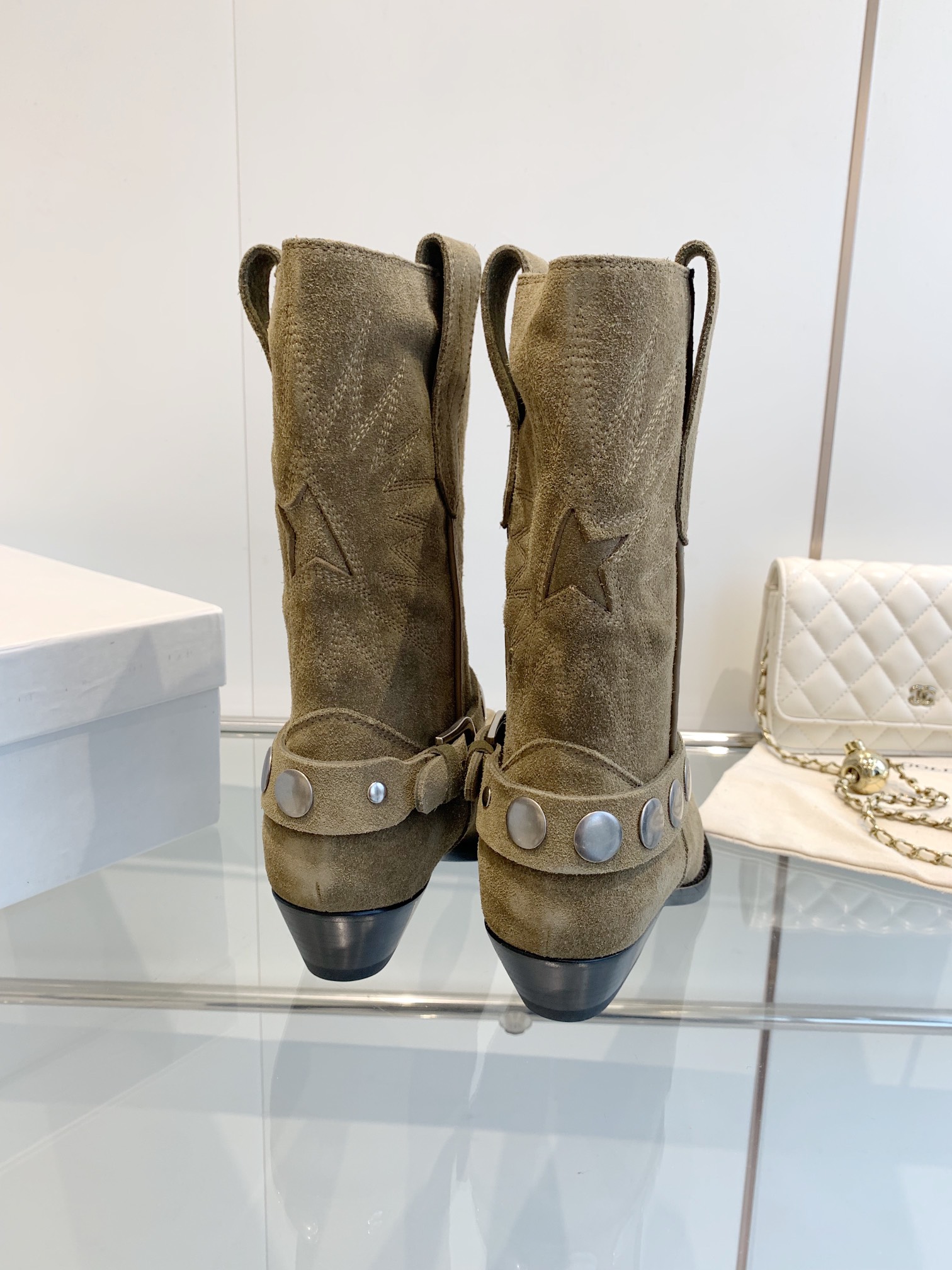 Suede Western Cowboy Boots