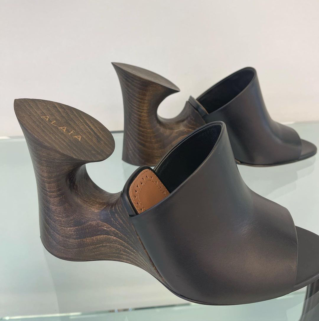 Sculptural Heeled Mules