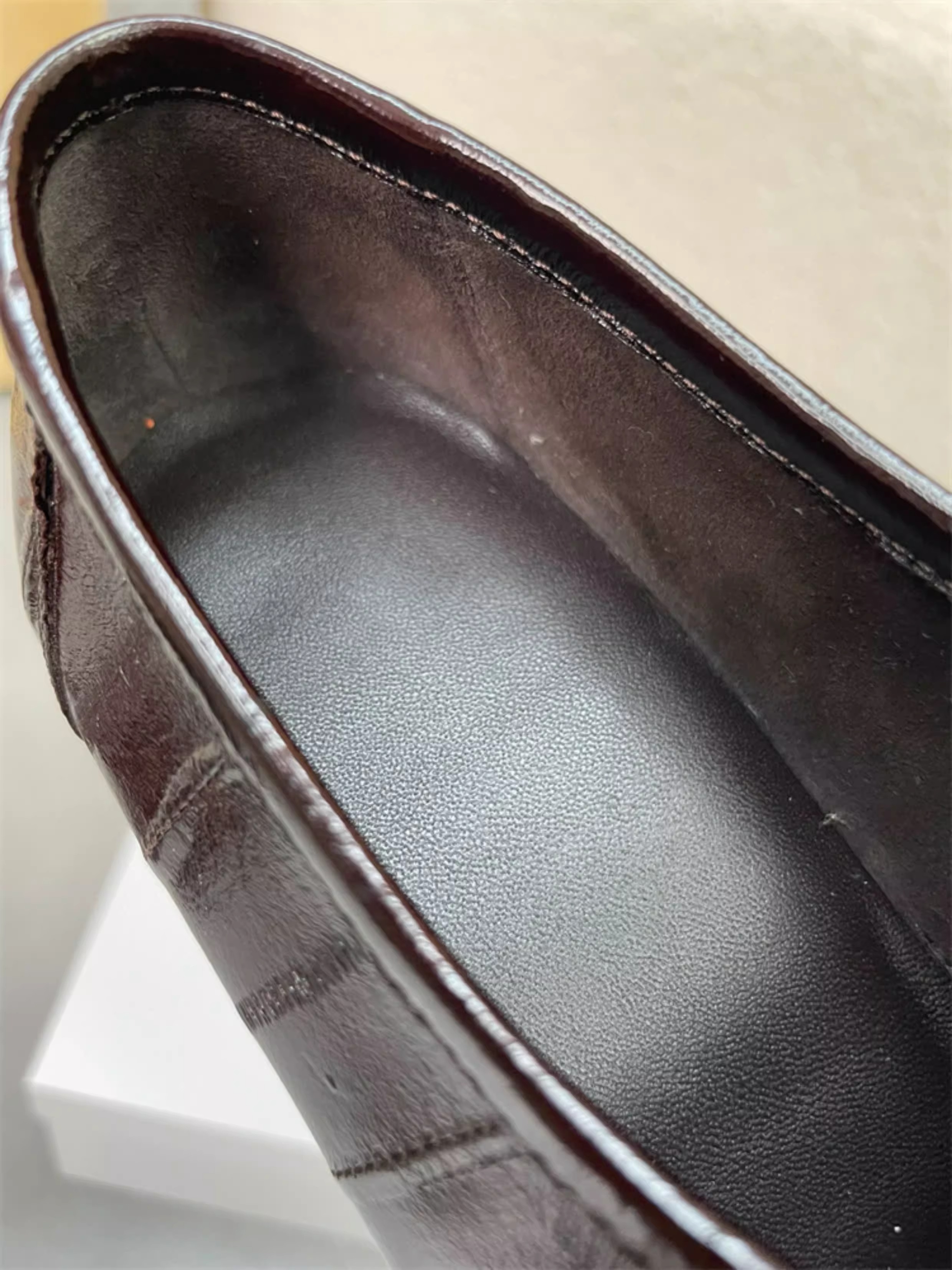 Black leather loafer