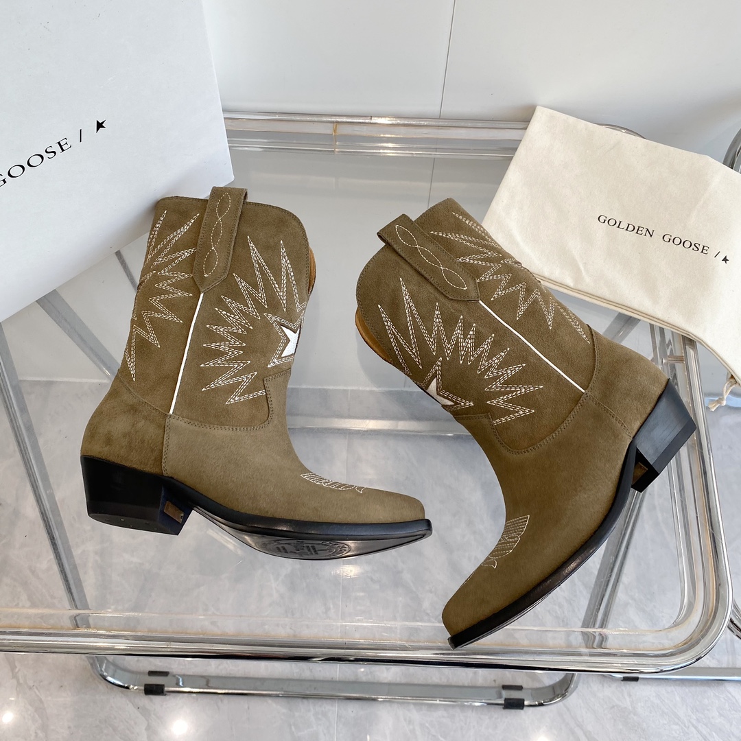 Brown Suede Short Cowboy Boots