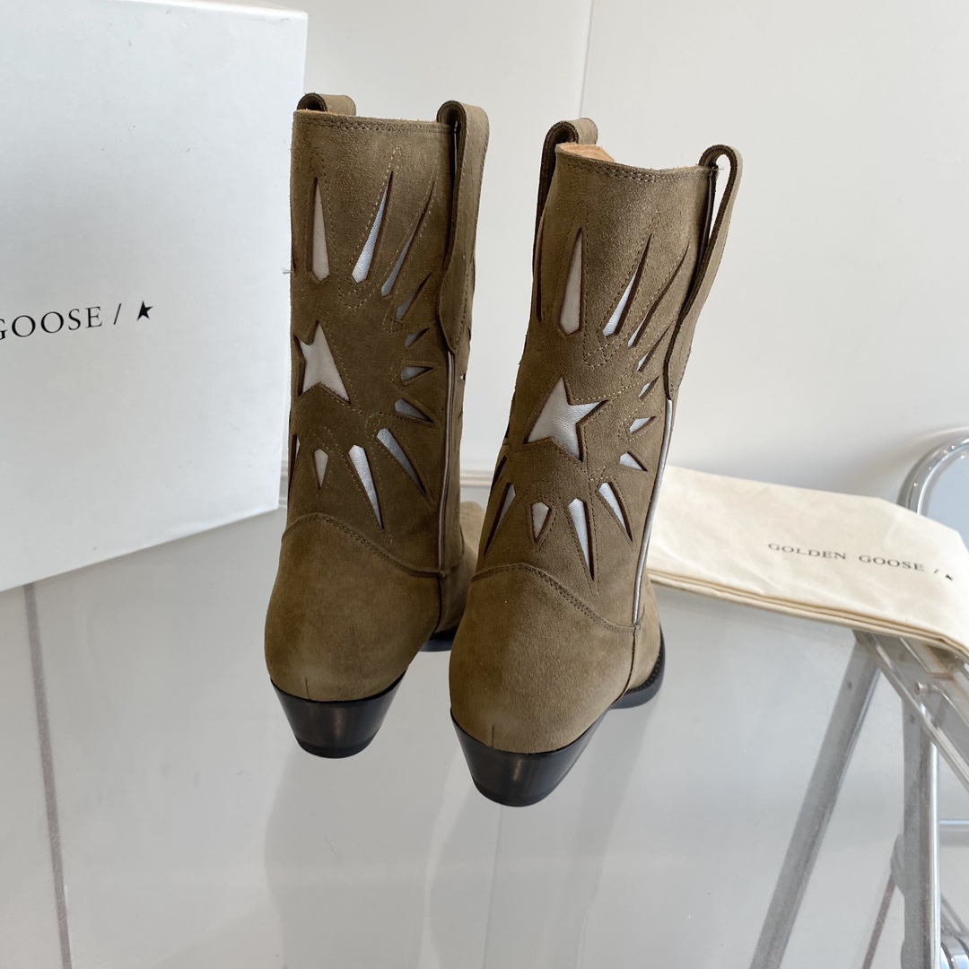 Star Decorated Suede Cowboy Boots