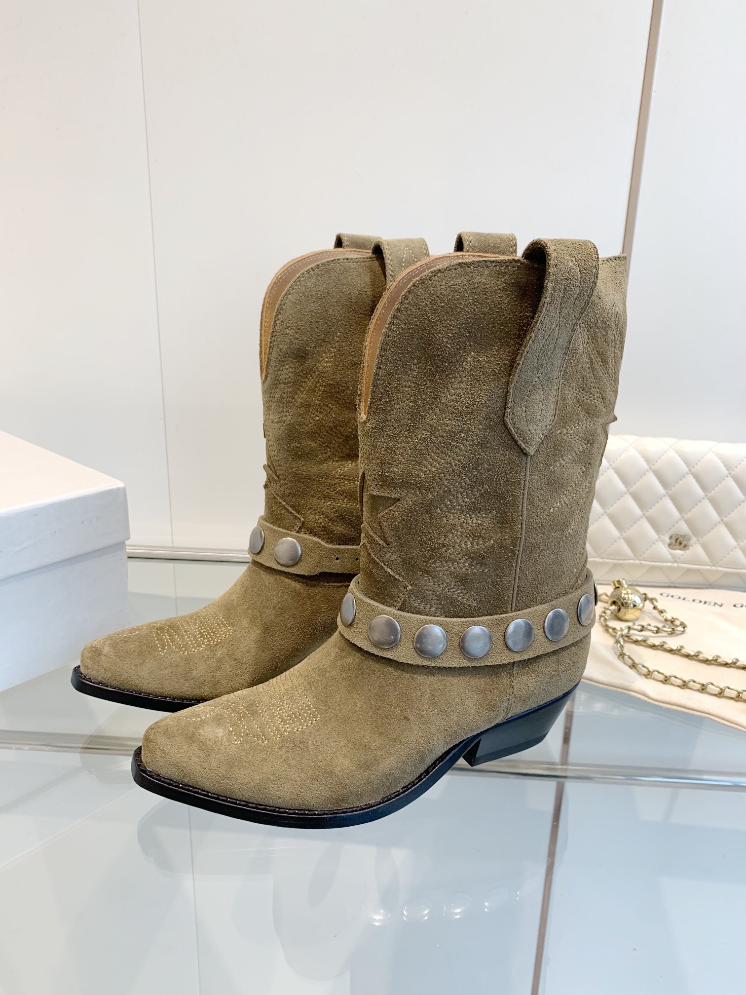 Suede Western Cowboy Boots