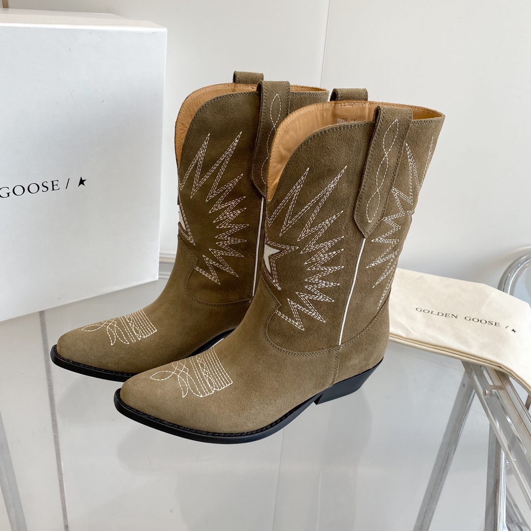 Brown Suede Short Cowboy Boots