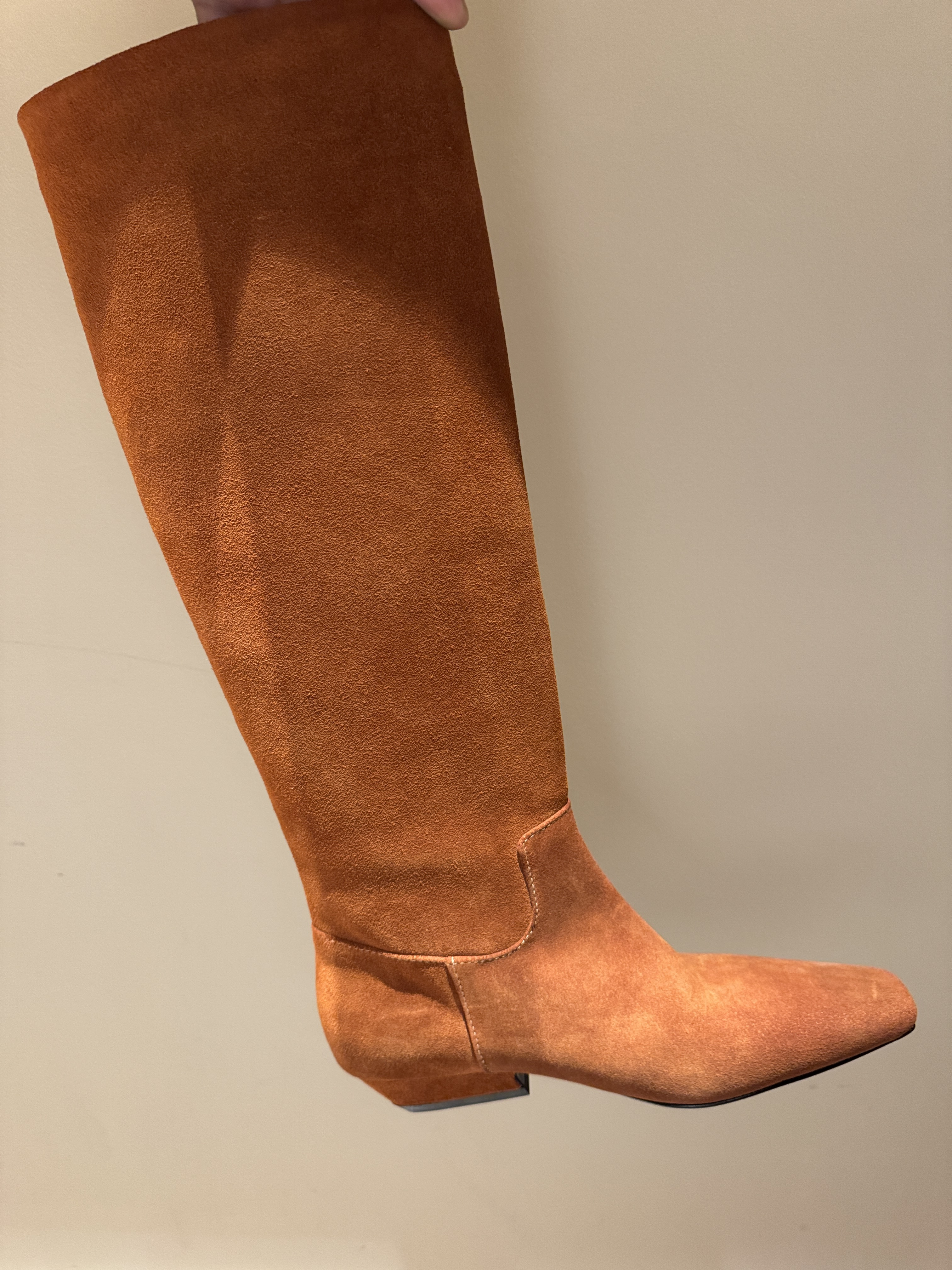 Tan Suede Knee-High Boots