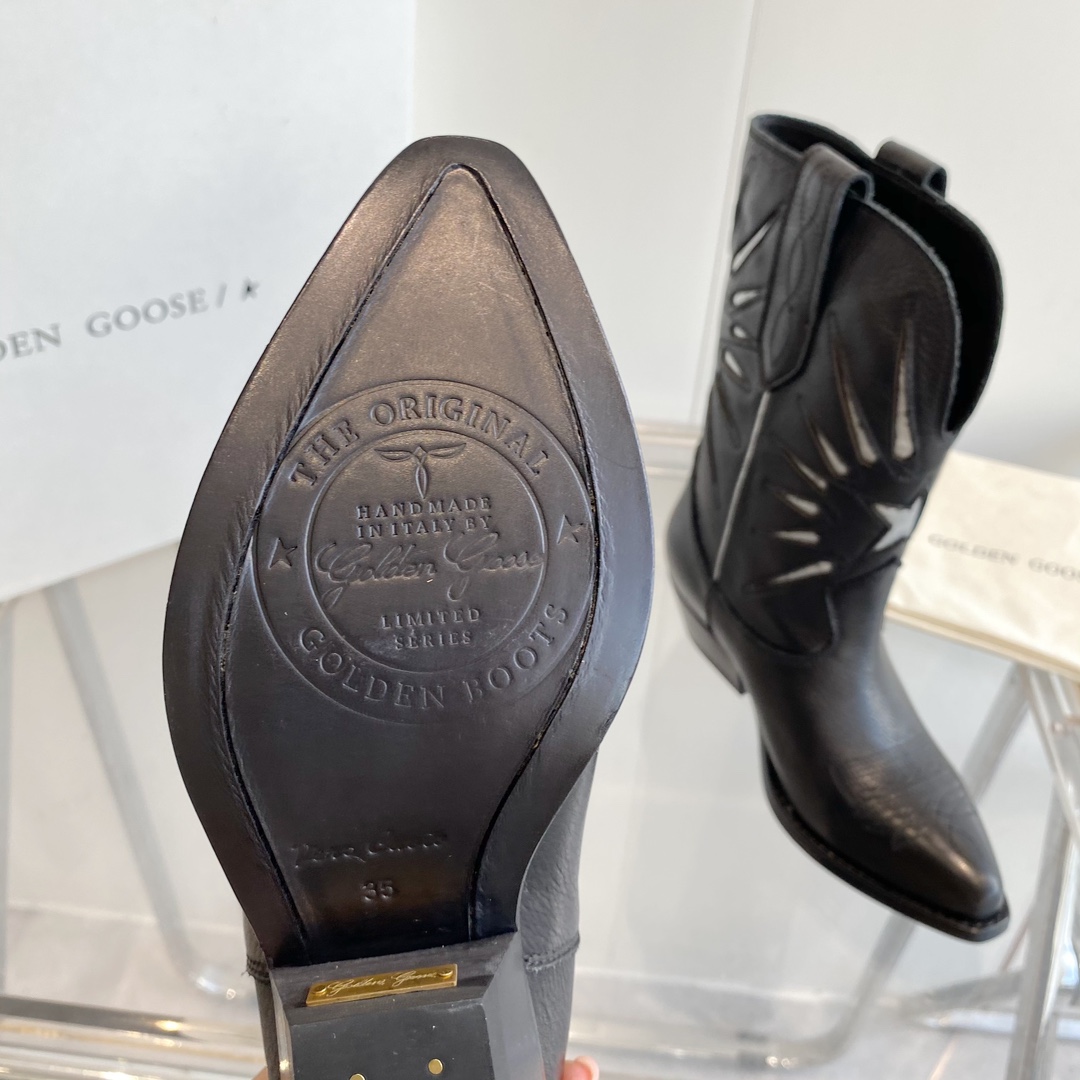 Black Leather Ankle Boots