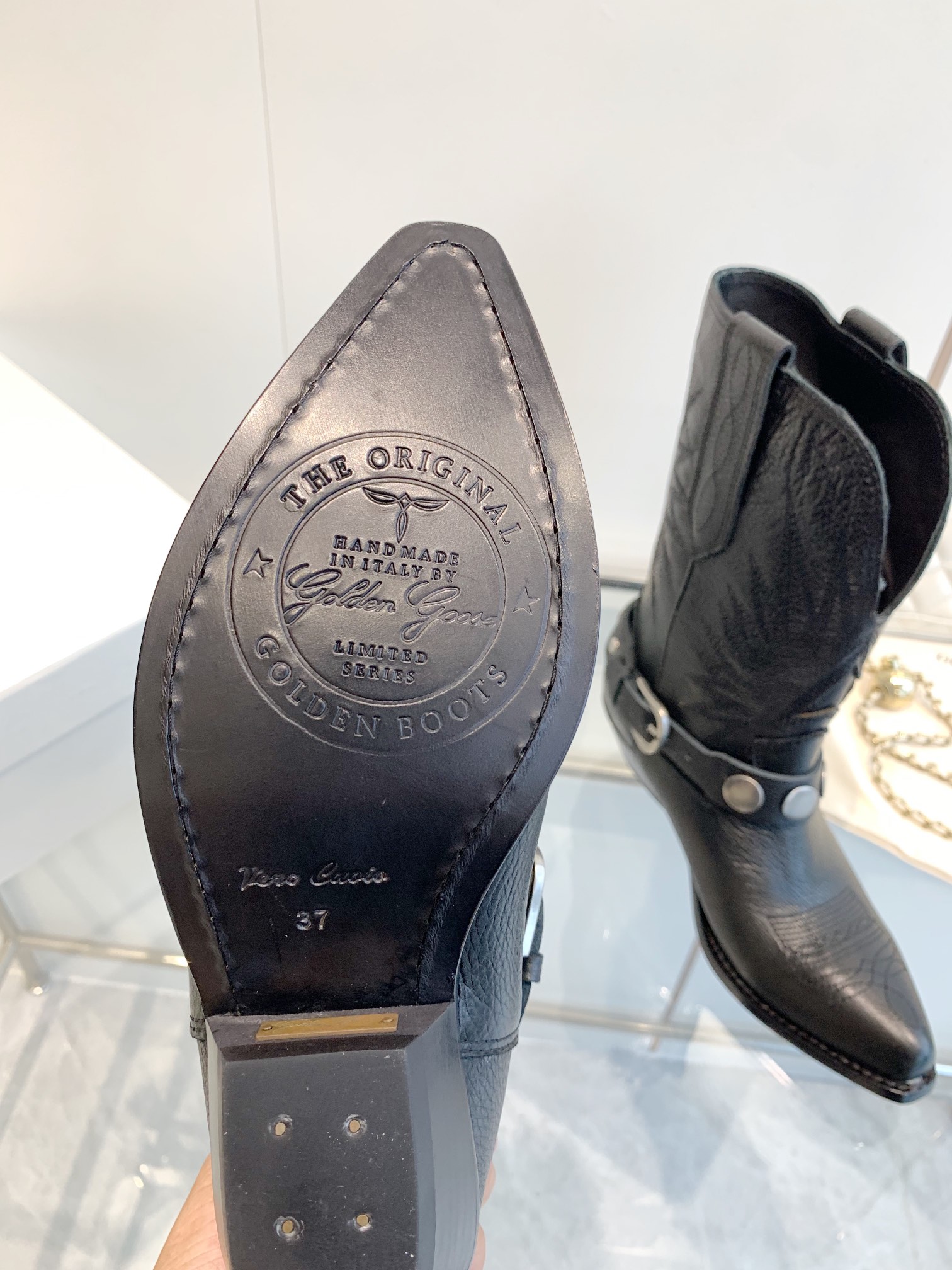 Black Leather Cowboy Boots