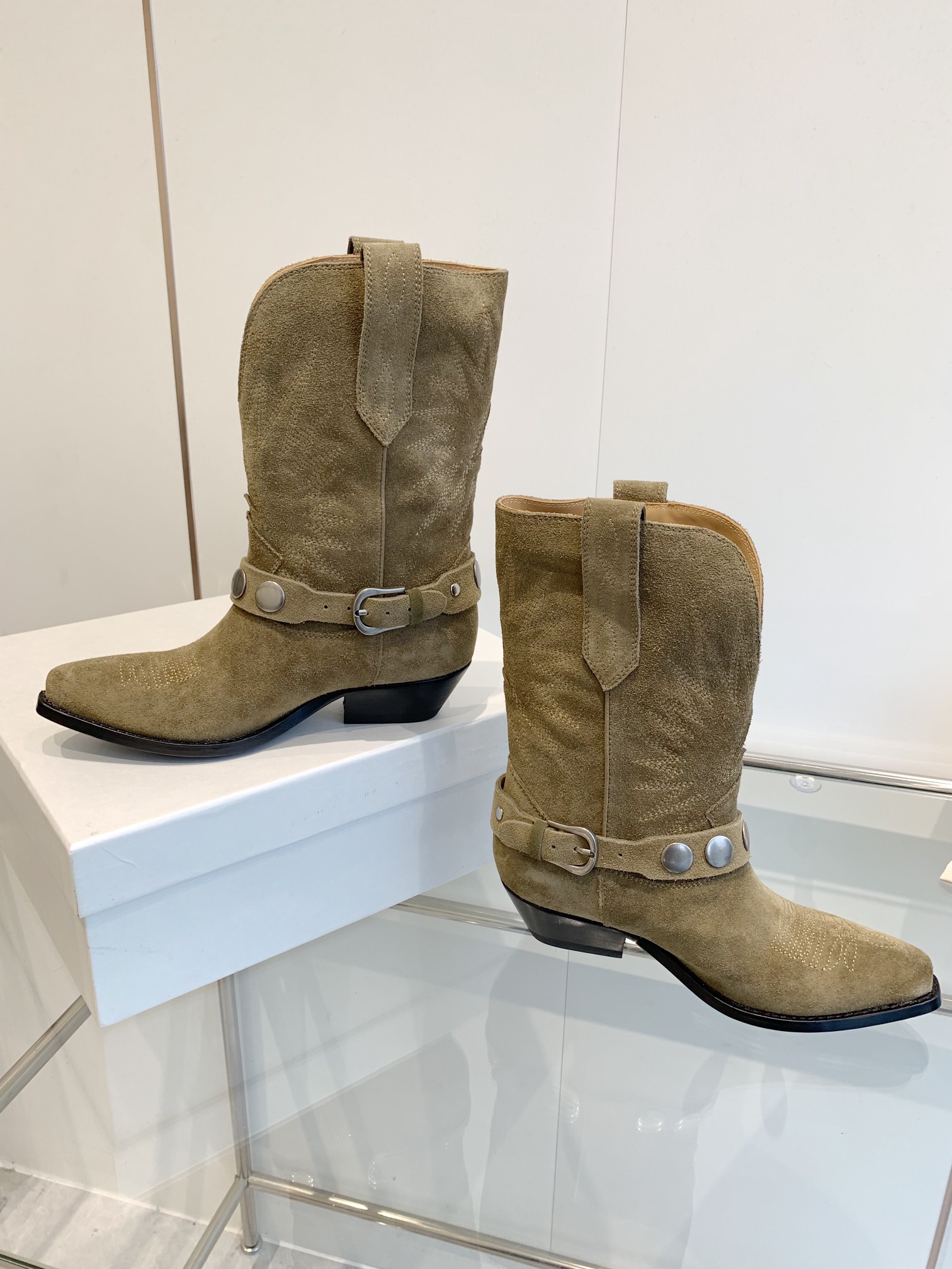 Suede Western Cowboy Boots