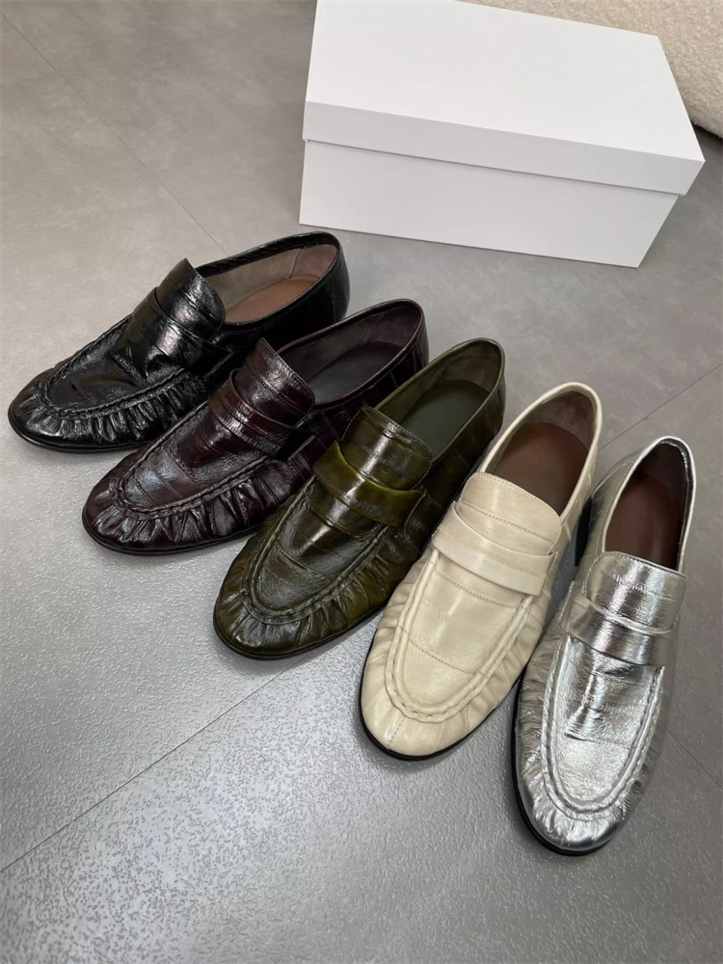 Black leather loafer