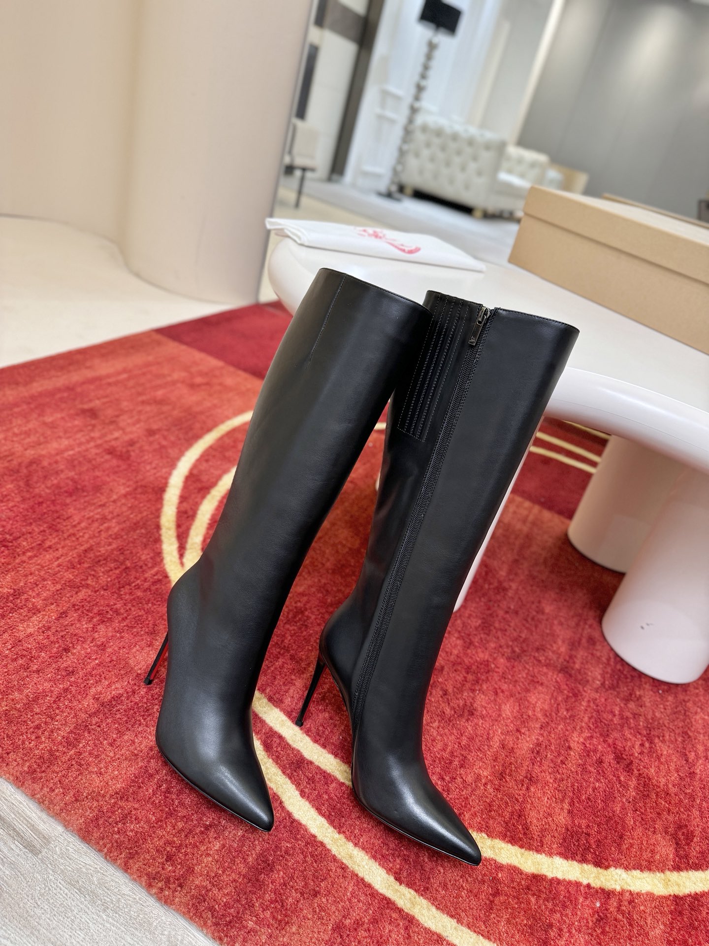 Black Leather Knee-High Boots