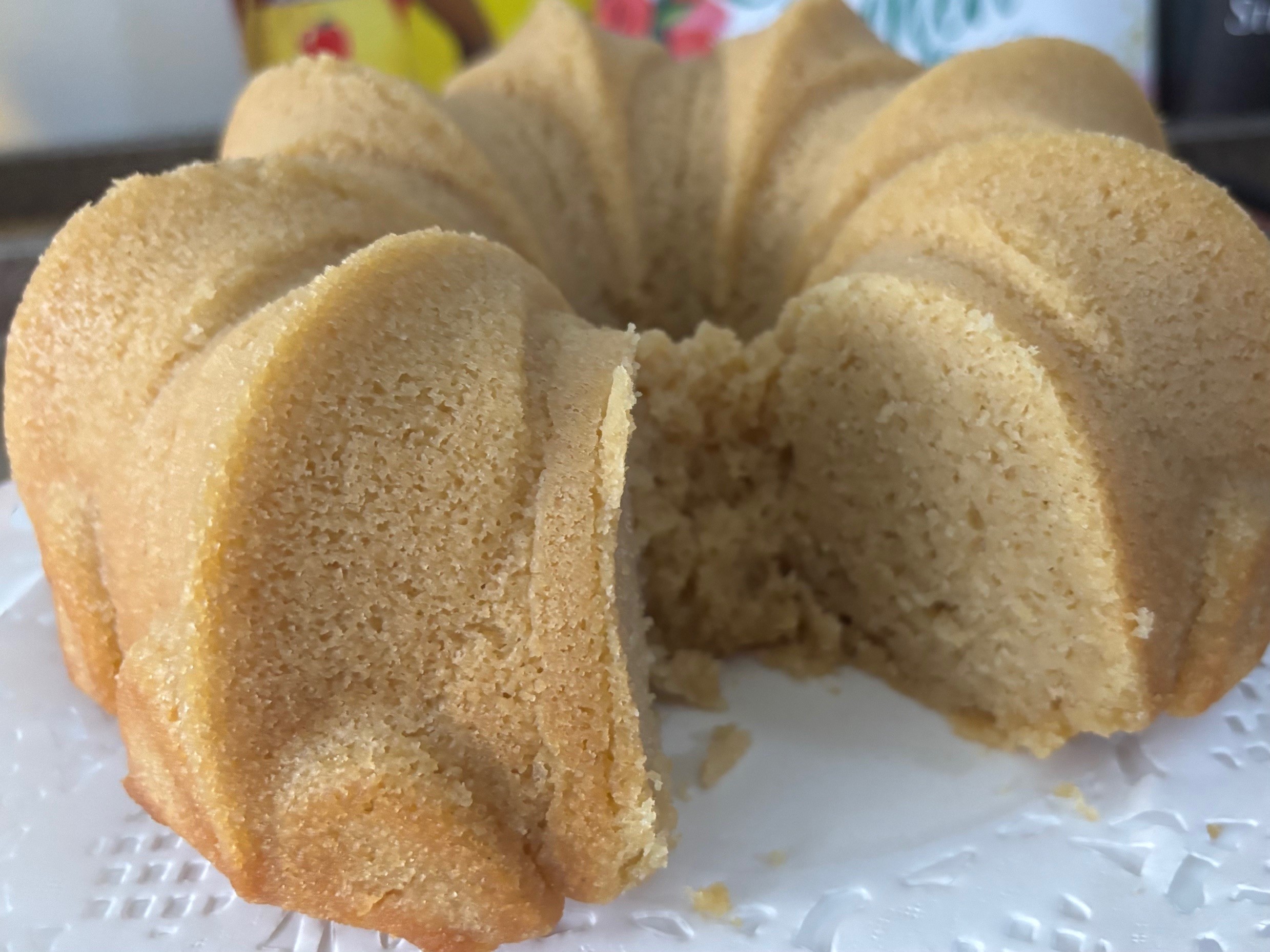 Healthy Bandit flavored Pound Cake, almond vanilla, lemon and vanilla flavors with optional confectionery sugar dusting