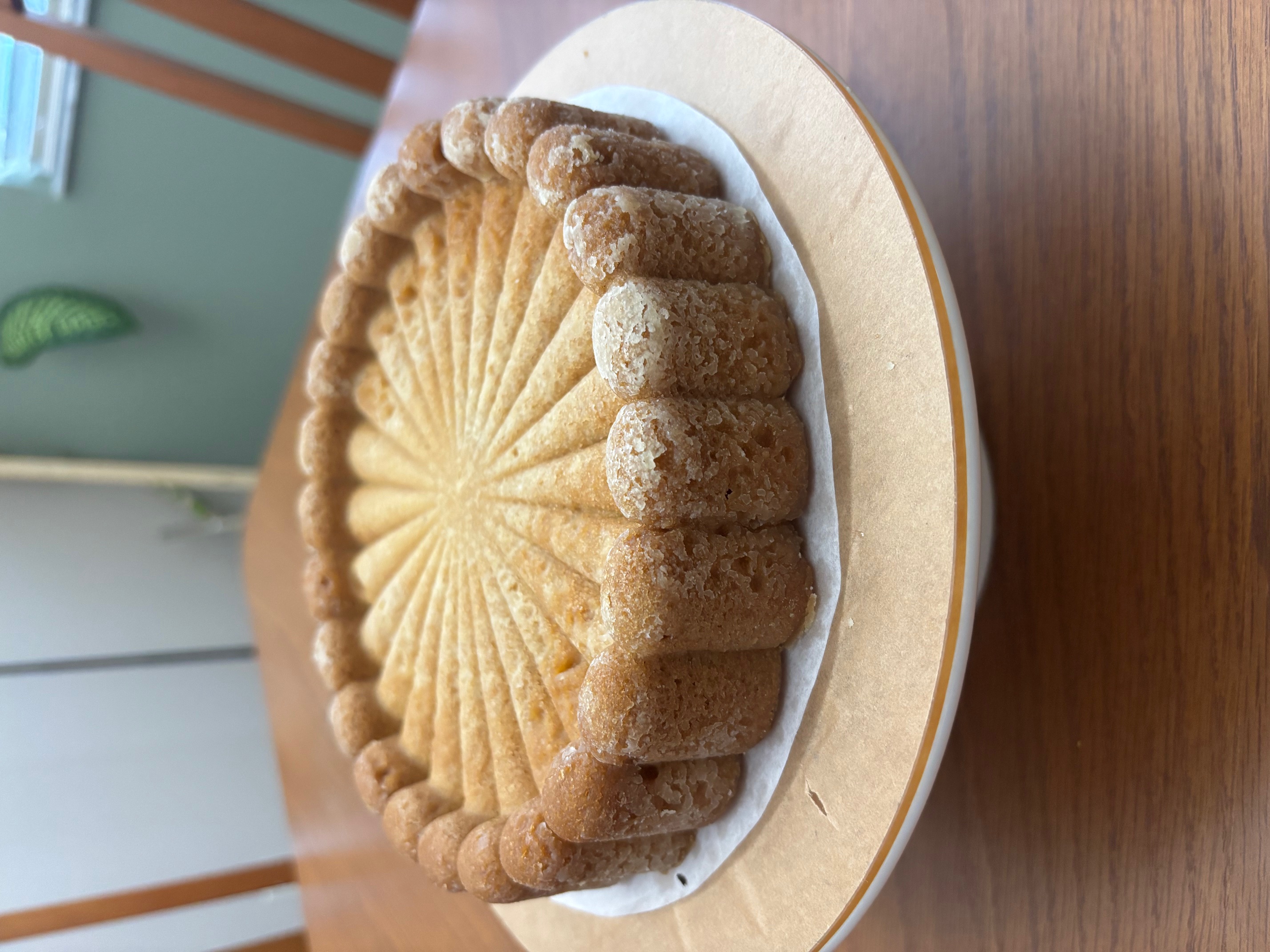 NEW ON SALE, Plant based 8 inch round Vanilla Charlotte shaped Cake with optional Vanilla Swirl  or Confectionery Sugar dusting