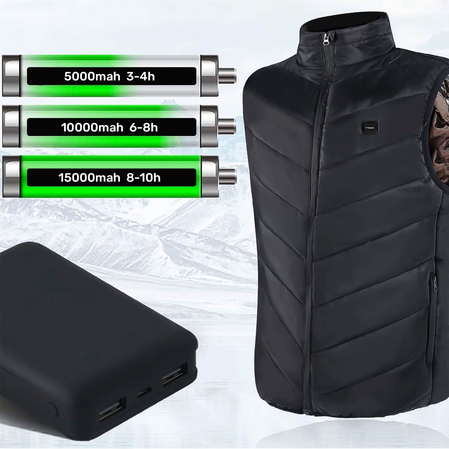 Kamizelka ogrzewana damska męska kurtka bezrękawnik USB pikowana podgrzewana elektryczna zimowa Unisex rozmiar XL czarna Darmowa dostawa Przecena