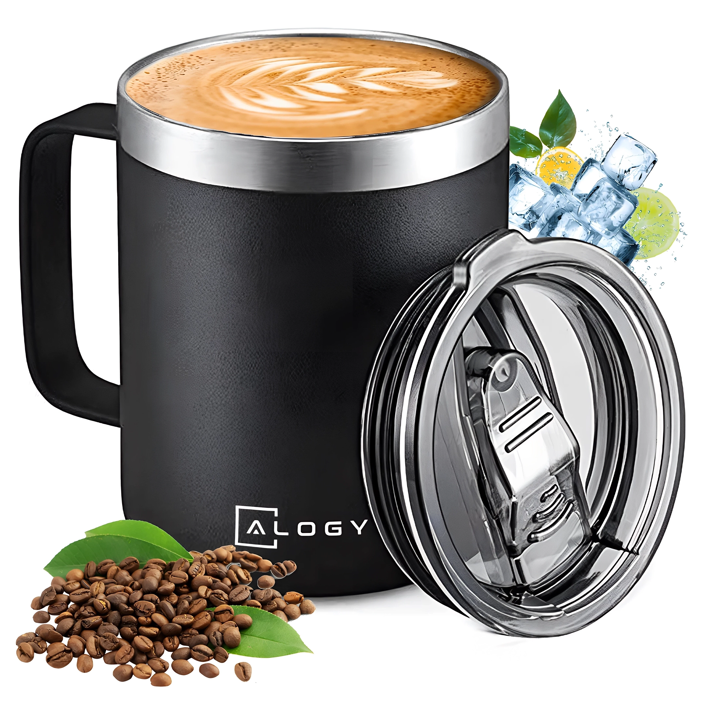 Kubek termiczny 420ml z uchwytem pokrywką 