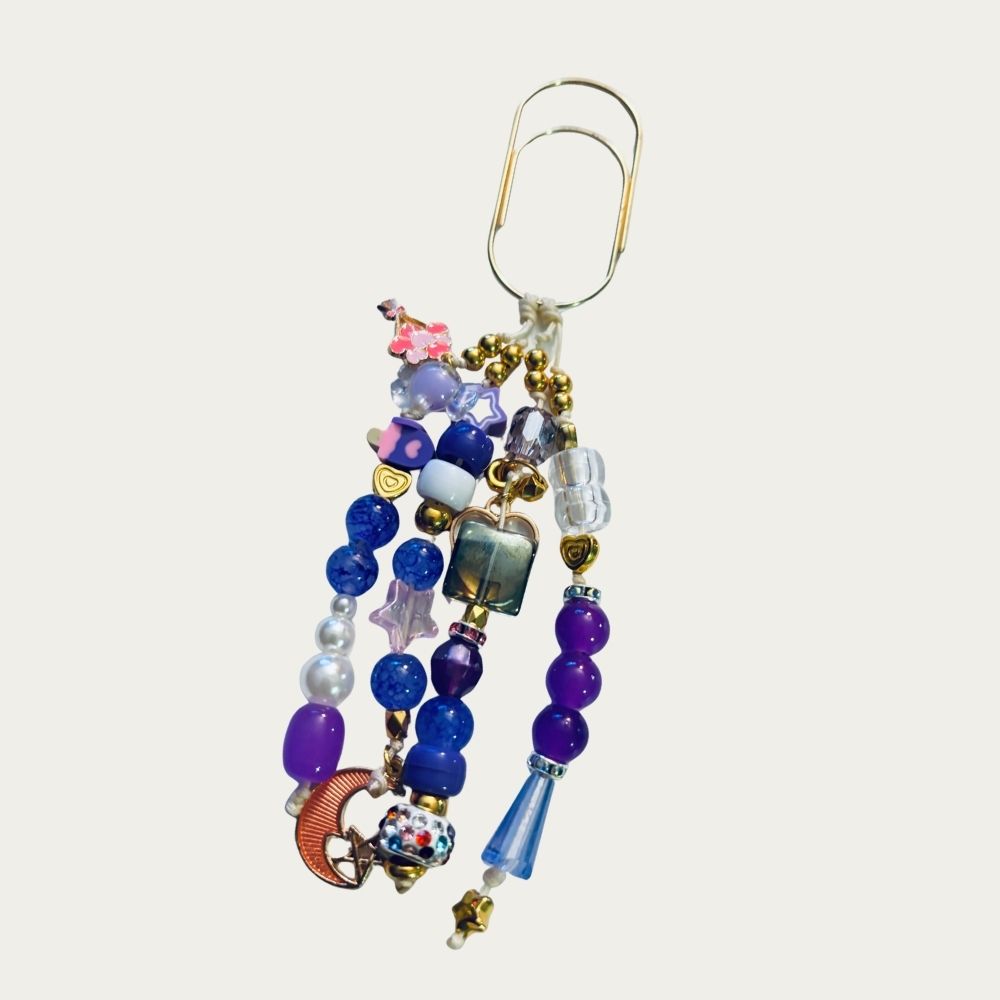 Boho Purple & Blue Beaded Journal Charm