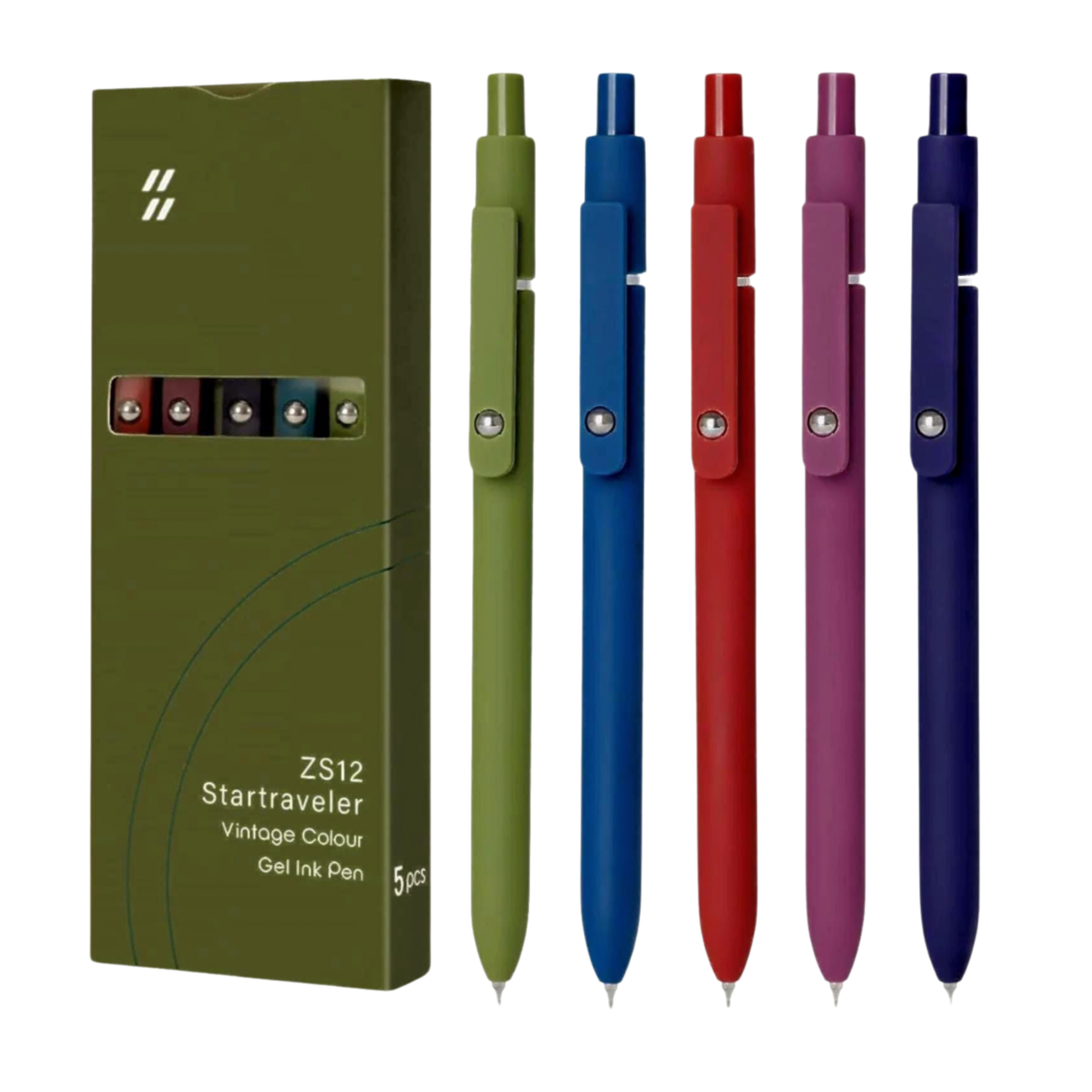 Dark Mode Gel Pens: Vintage Inspired Tones, Fine Point Set of 5