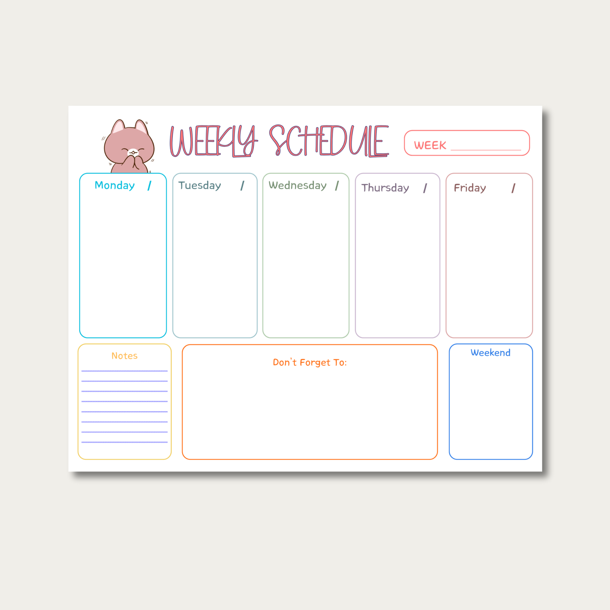 52 Weekly Planner Notepad, Undated Desk Pad, Letter Size