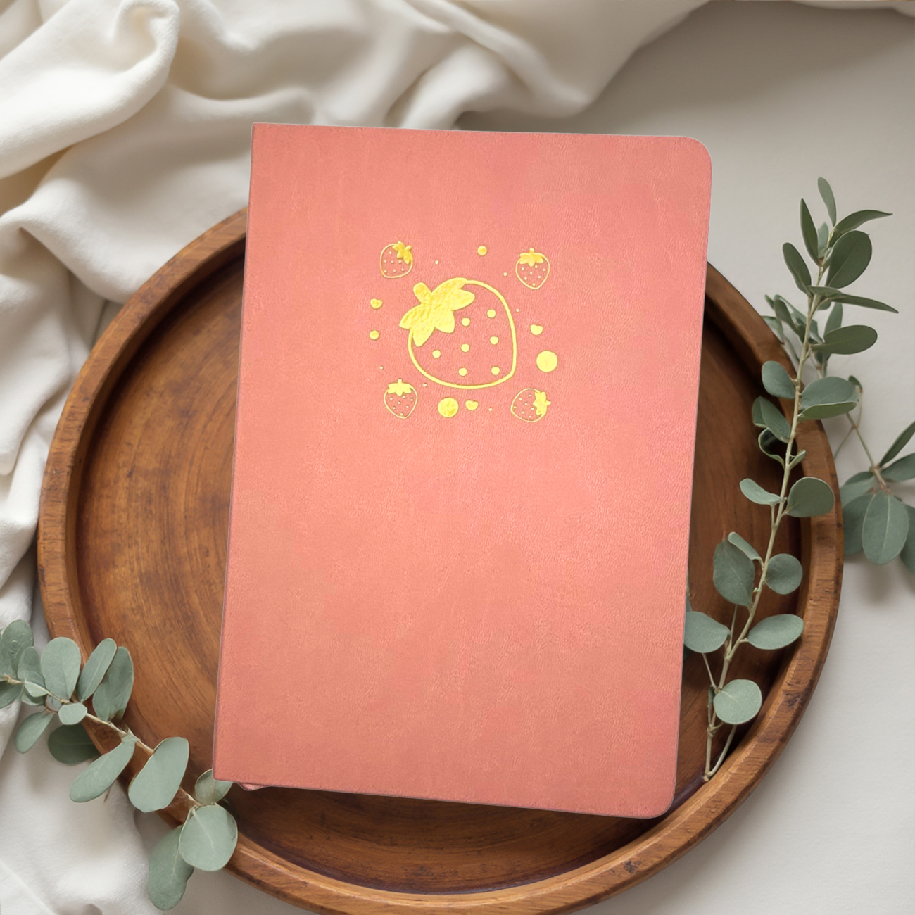 Pink Strawberry Vegan Leather A5 Dot Grid Journal