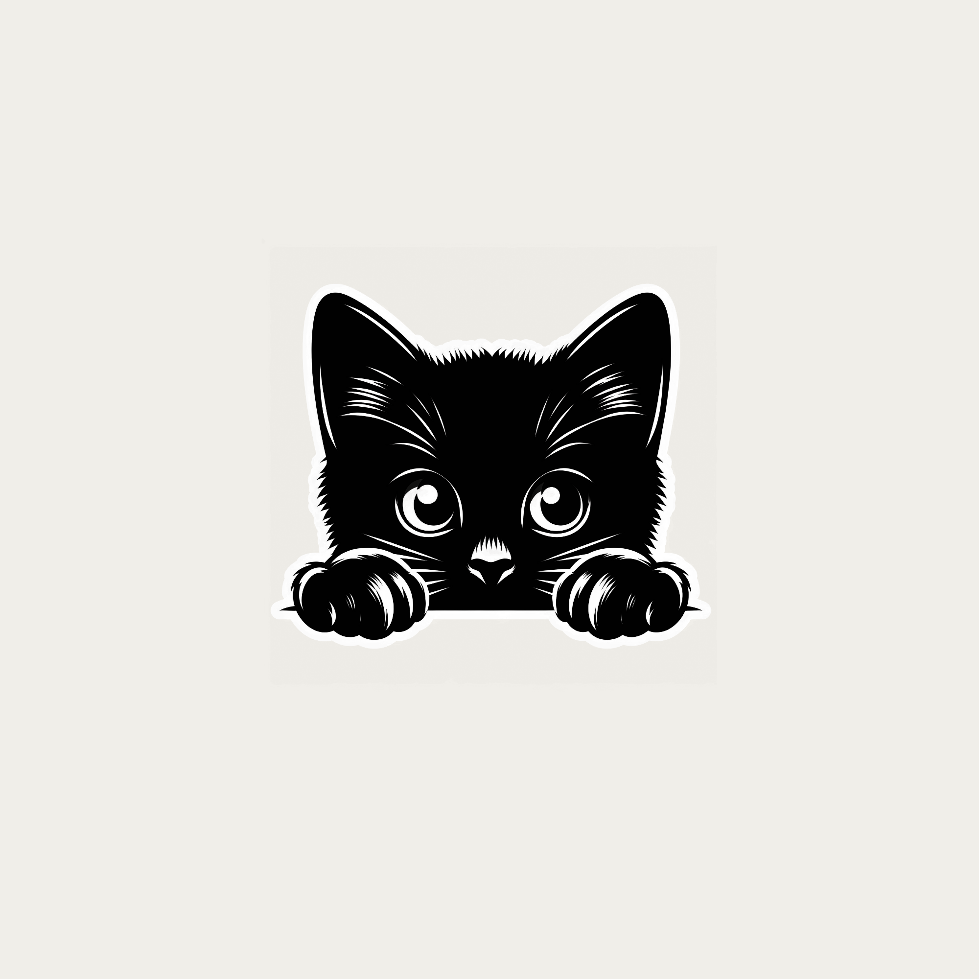 Black Cat Looking Over Vinyl Sticker