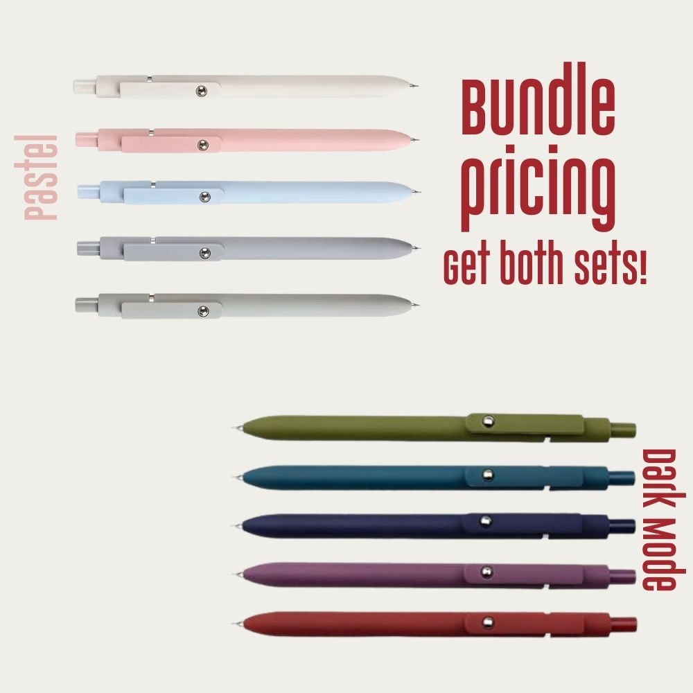 Pastel Morandi & Dark Mode Gel Pen Bundle Set: 0.5mm Fine Point, Black Ink