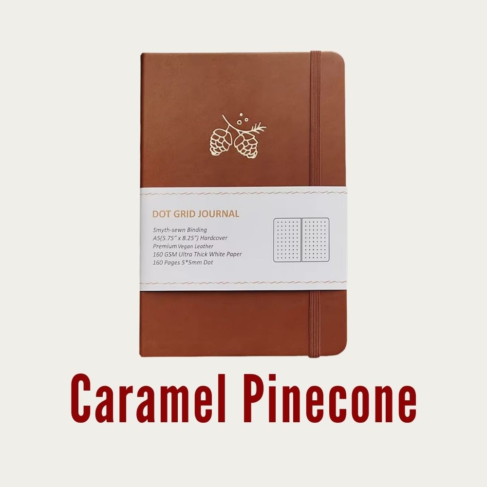 Caramel Pinecone Vegan Leather A5 Dot Grid Journal