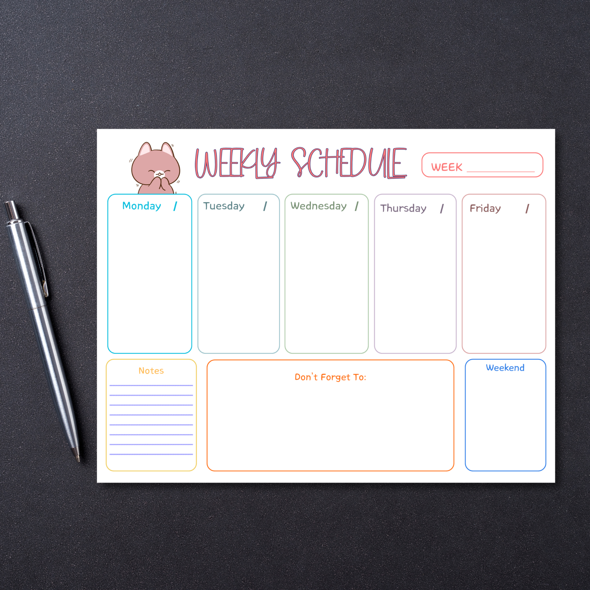 52 Weekly Planner Notepad, Undated Desk Pad, Letter Size