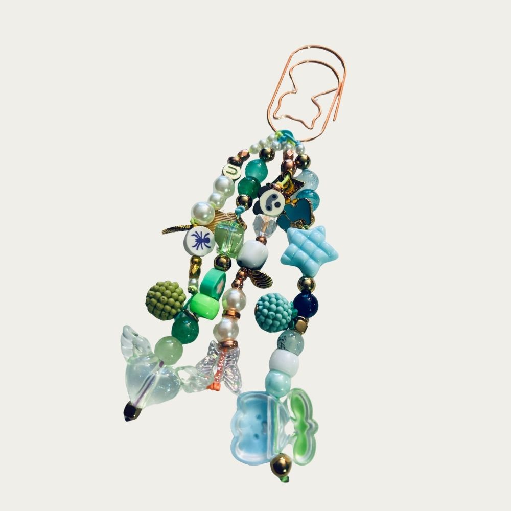 Mint Teal Pearl Paper Clip Journal Charm