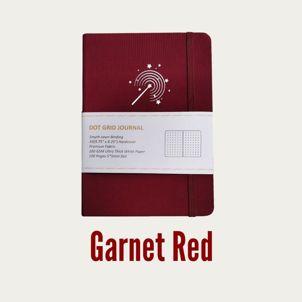 Garnet Red Dot Grid A5 Linen Journal