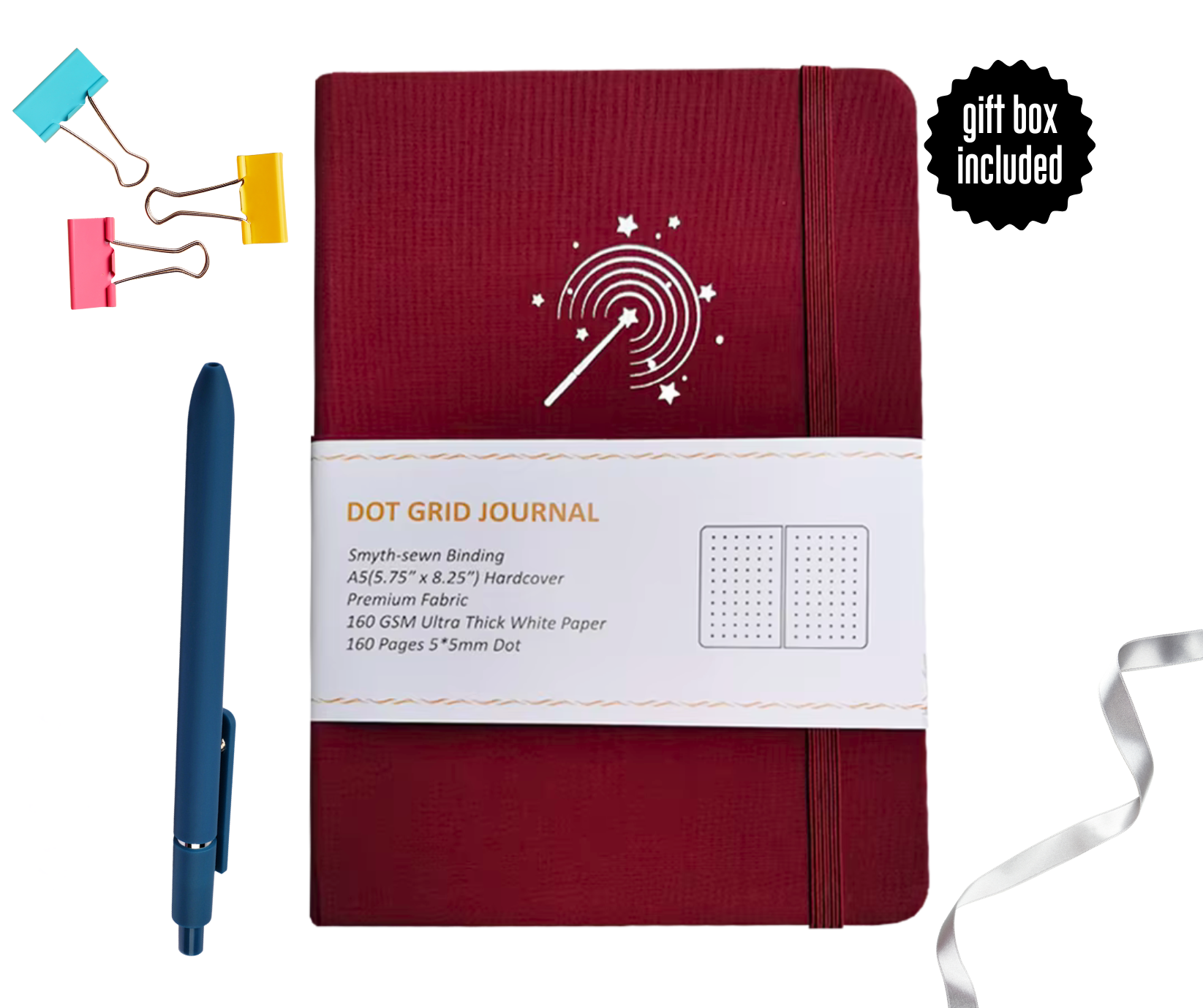 Garnet Red Dot Grid A5 Linen Journal