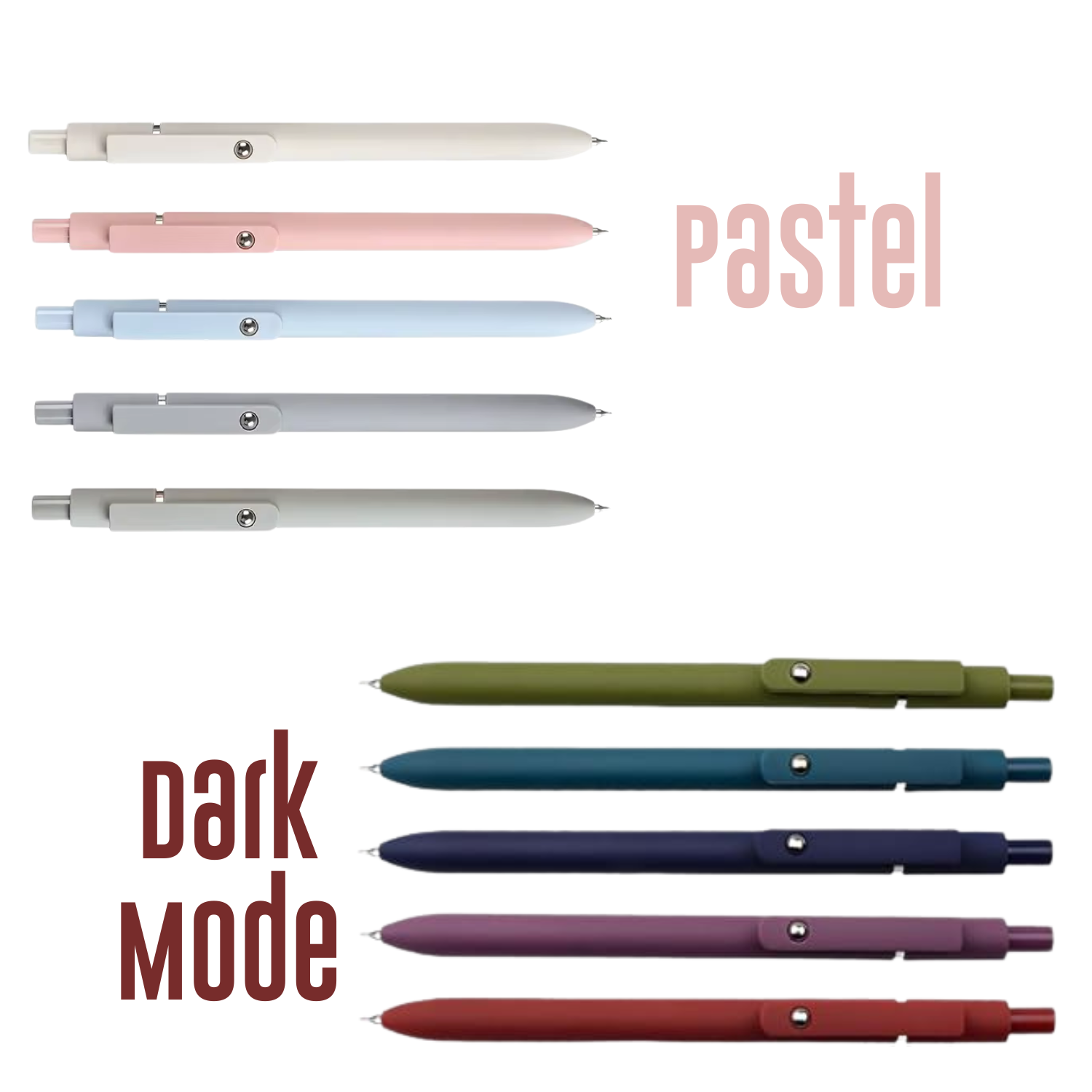 Pastel Morandi & Dark Mode Gel Pen Bundle Set: 0.5mm Fine Point, Black Ink