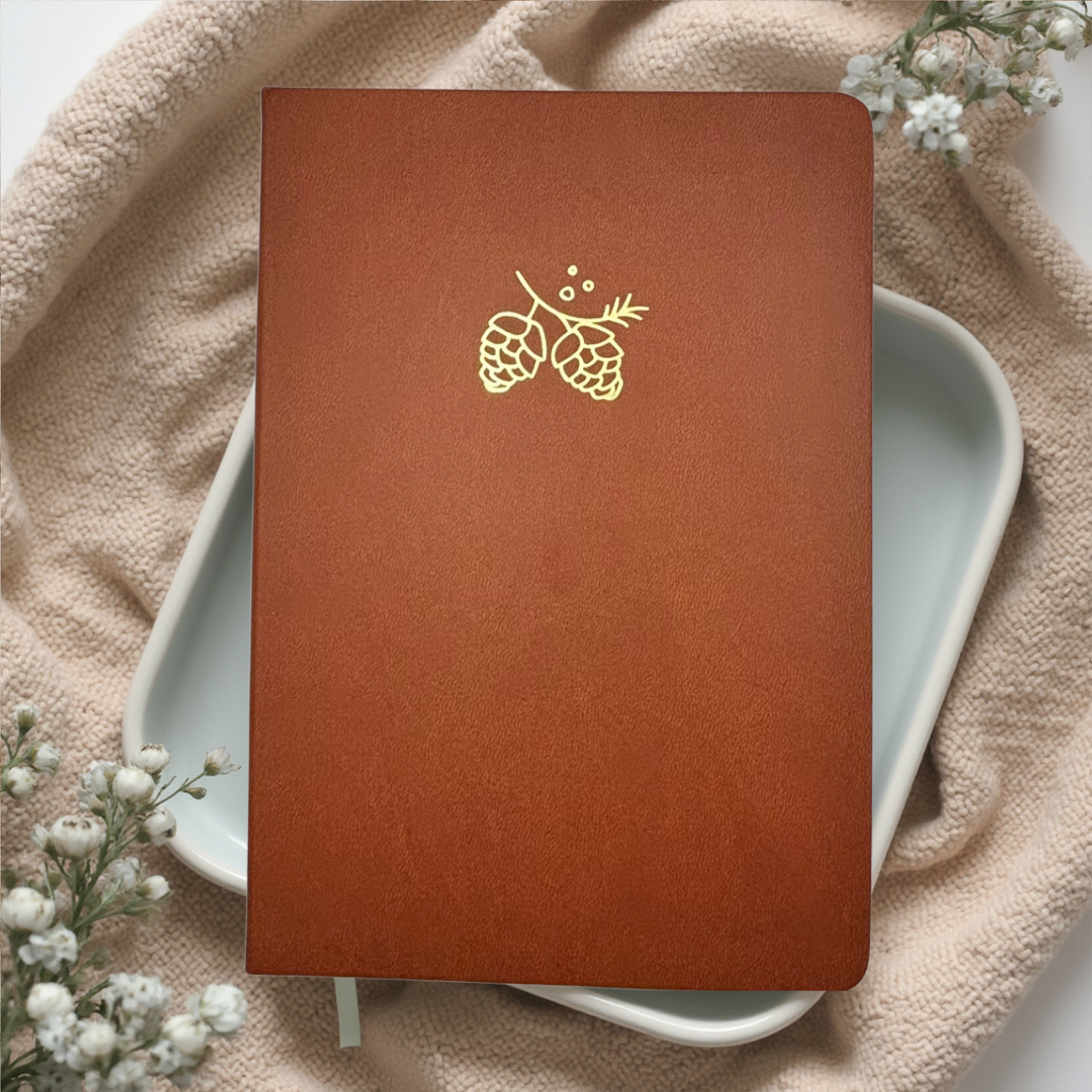 Caramel Pinecone Vegan Leather A5 Dot Grid Journal