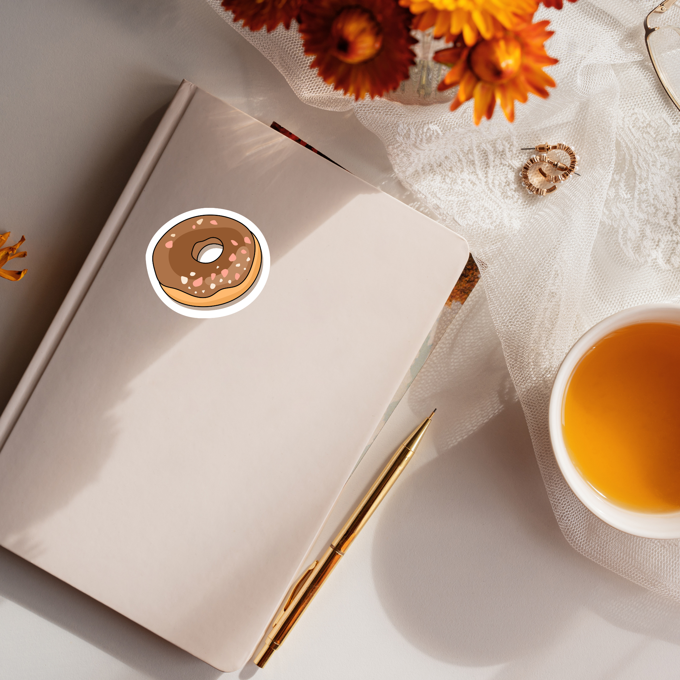 Chocolate Glazed Donut Vinyl Sticker