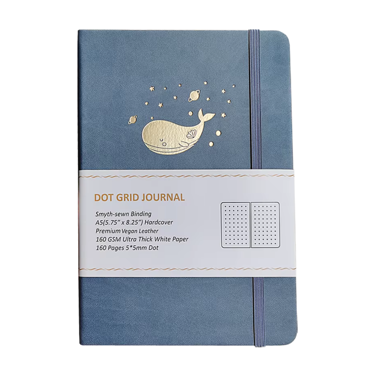 Blue Whale Vegan Leather Dot Grid Journal A5 (Gift Box)