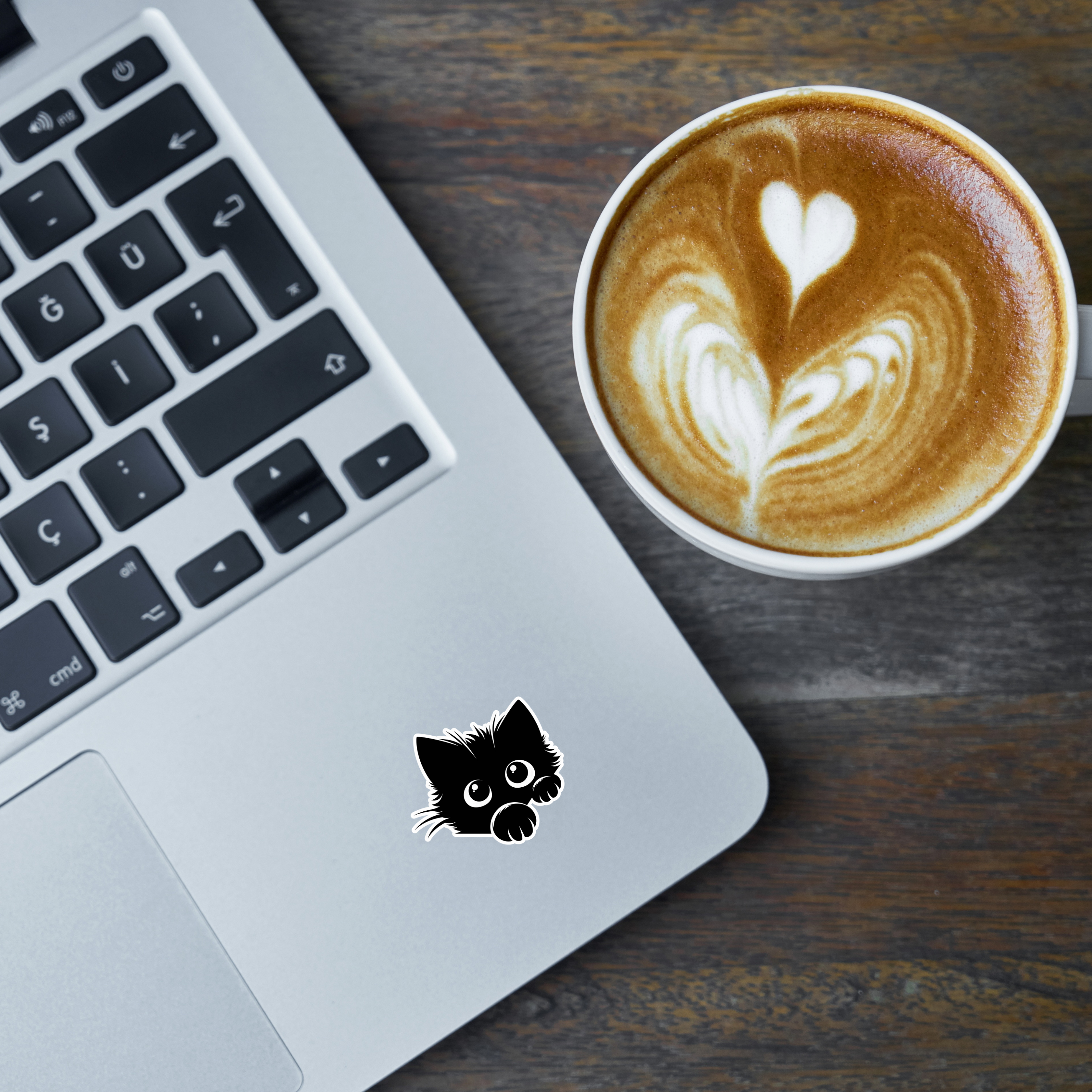 Curious Black Cat Vinyl  Sticker