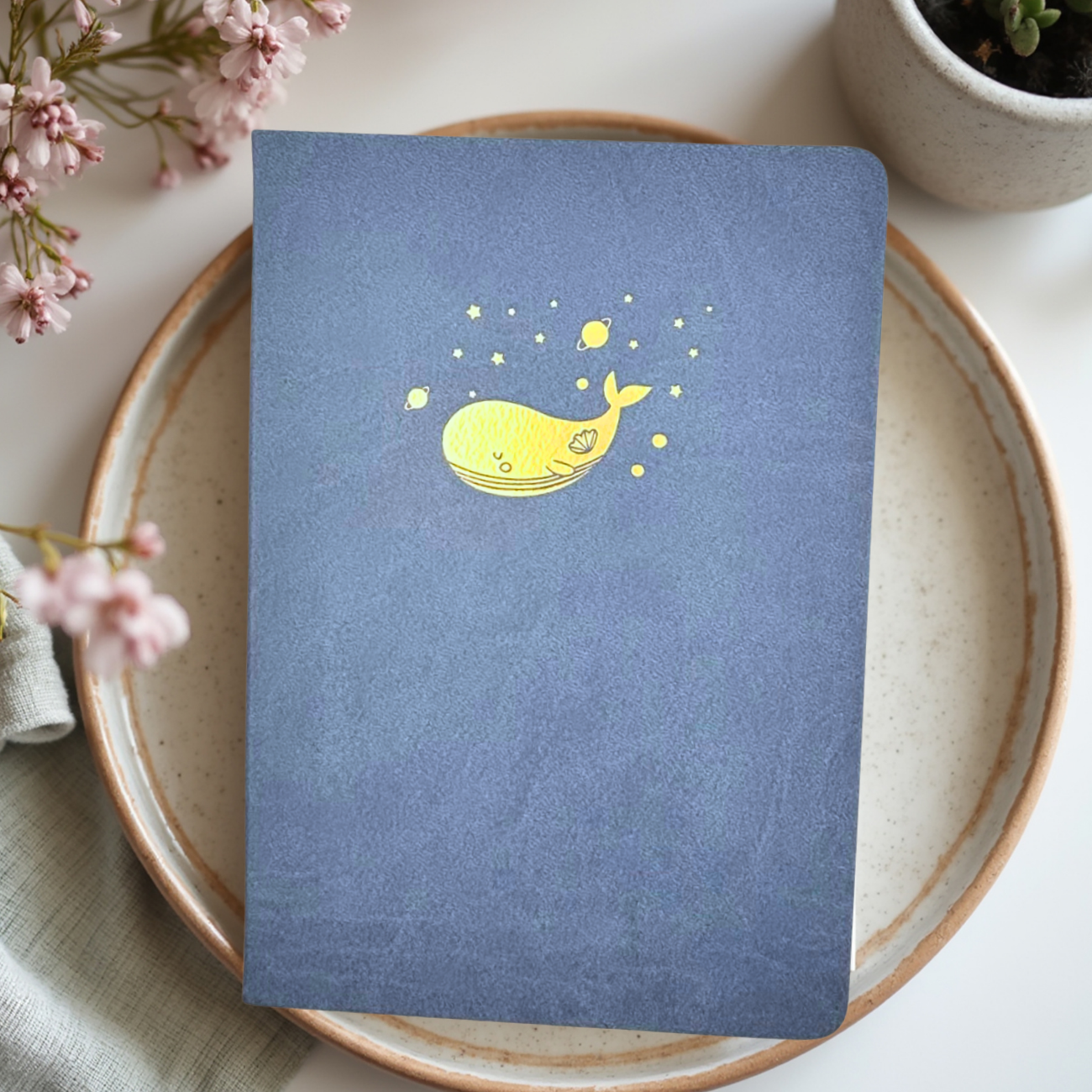 Blue Whale Vegan Leather Dot Grid Journal A5 (Gift Box)