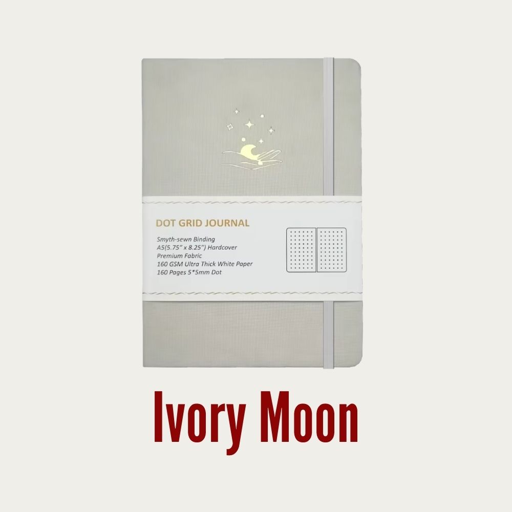 Mystical Moon Linen A5 Dot Grid Journal