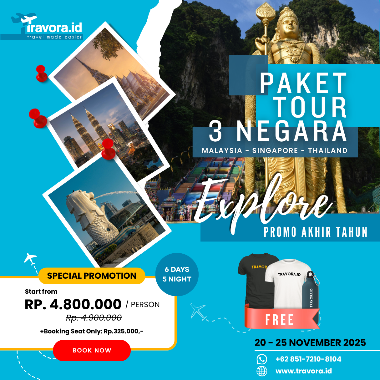 Paket Tour 3 Negara (Malaysia-Singapura-Thailand)