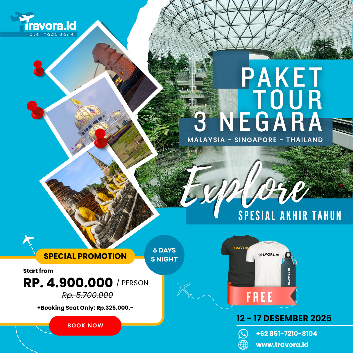 Paket Tour 3 Negara (Malaysia-Singapura-Thailand)