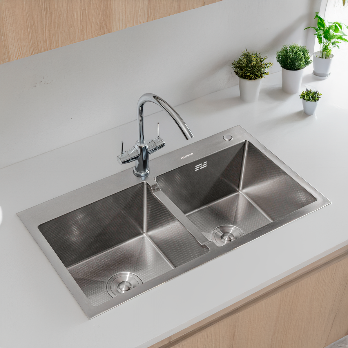 BACHA DE COCINA AISI 304 HAUSAR HM-8245-HP