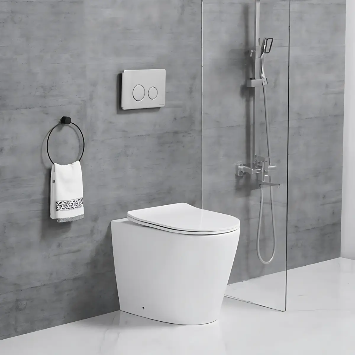 INODORO PORCELANA CORTO HAUSAR BURDEOS GLOSS WHITE