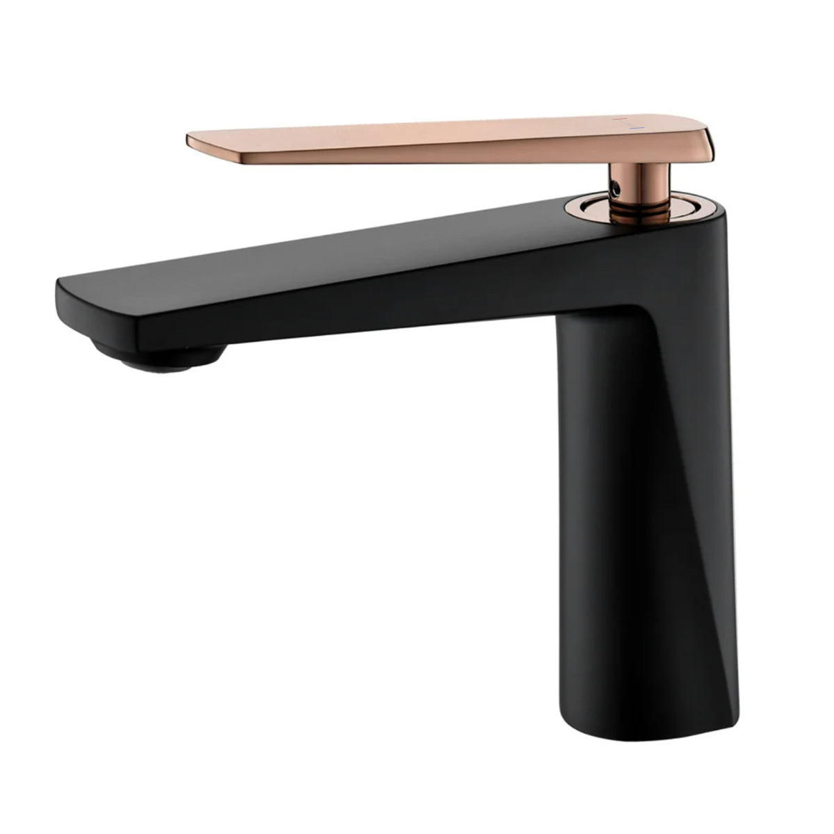 GRIFERÍA DE LAVATORIO CORTA ZEN – HAUSARNEGRO MATE CON COMANDO EN ROSE GOLD