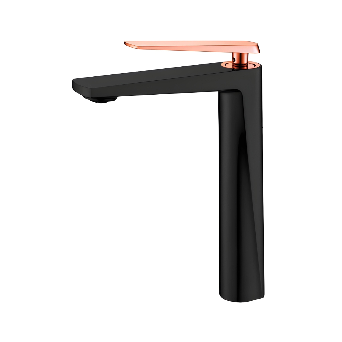 GRIFERÍA DE LAVATORIO ALTA ZEN – HAUSAR NEGRO MATE CON COMANDO EN ROSE GOLD
