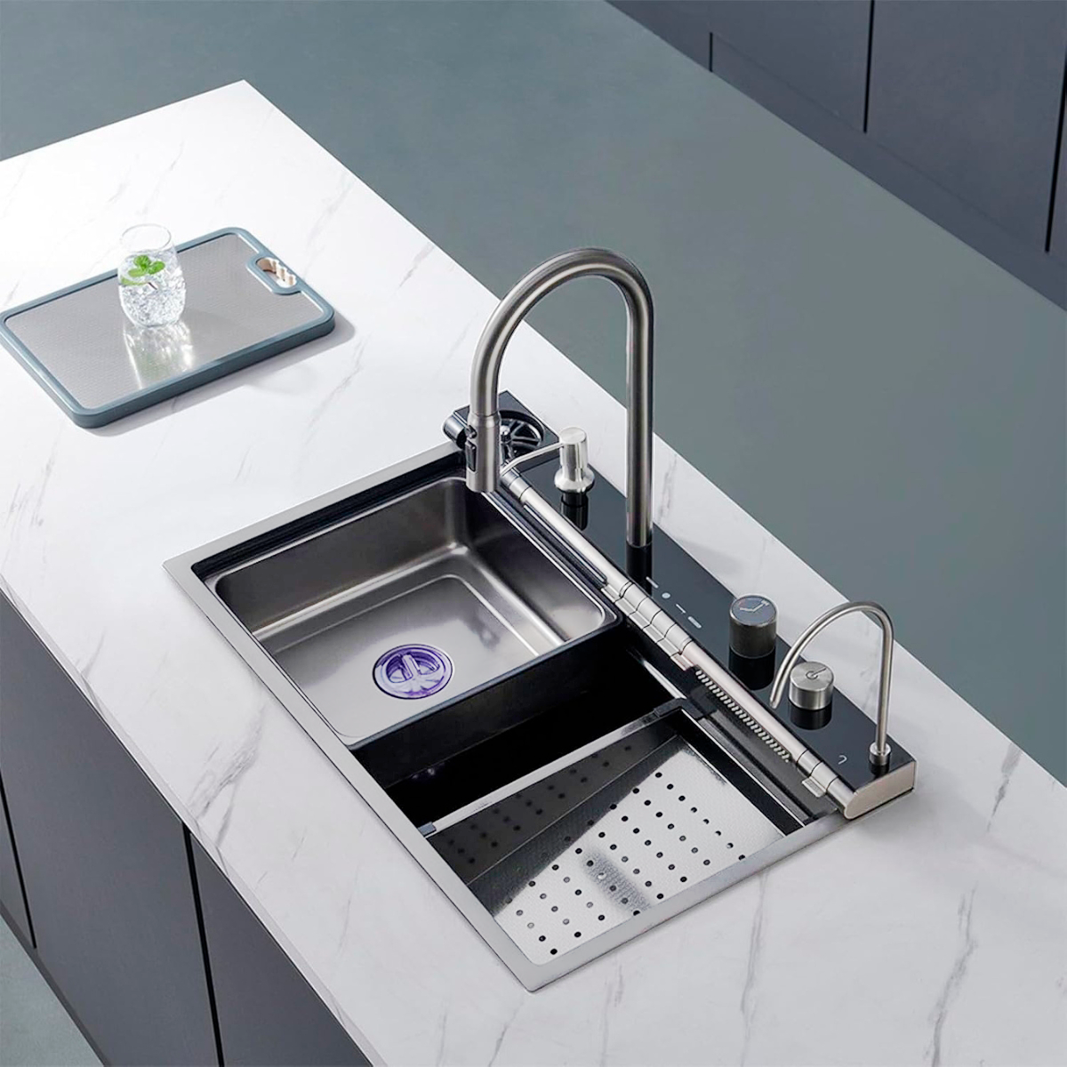 BACHA DE COCINA SMART HAUSAR HM-7545-B7-HP